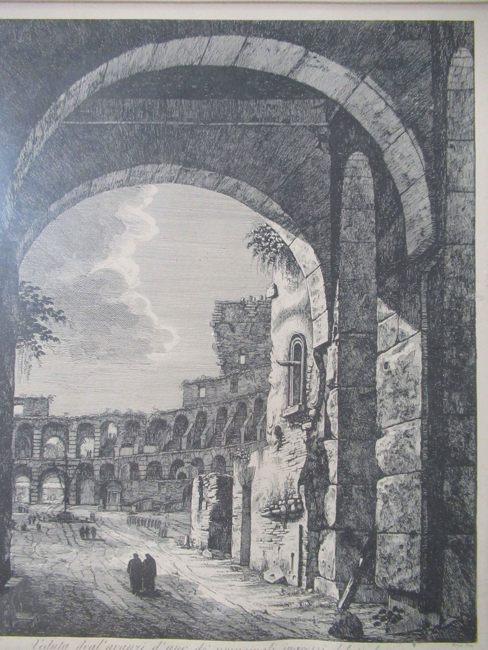 Luigi Rossini Print of Italian Colosseum: Luigi Rossini print of Italian Colosseum. Used condition. framed size 18 1/2" x 16 1/2"