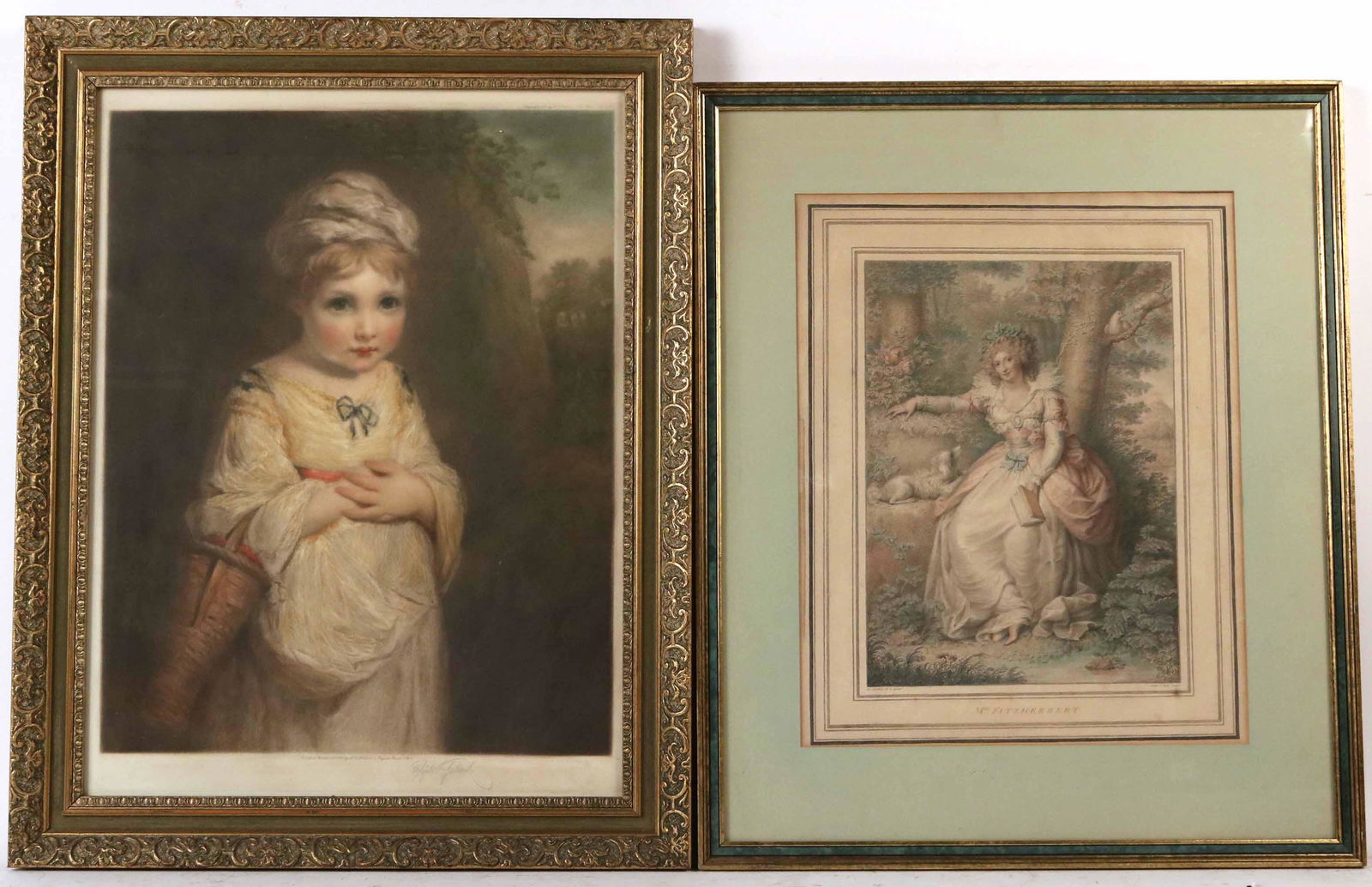 Two Mezzotinits, Mrs. Fitzherbert and Young Girl (1 of 5)