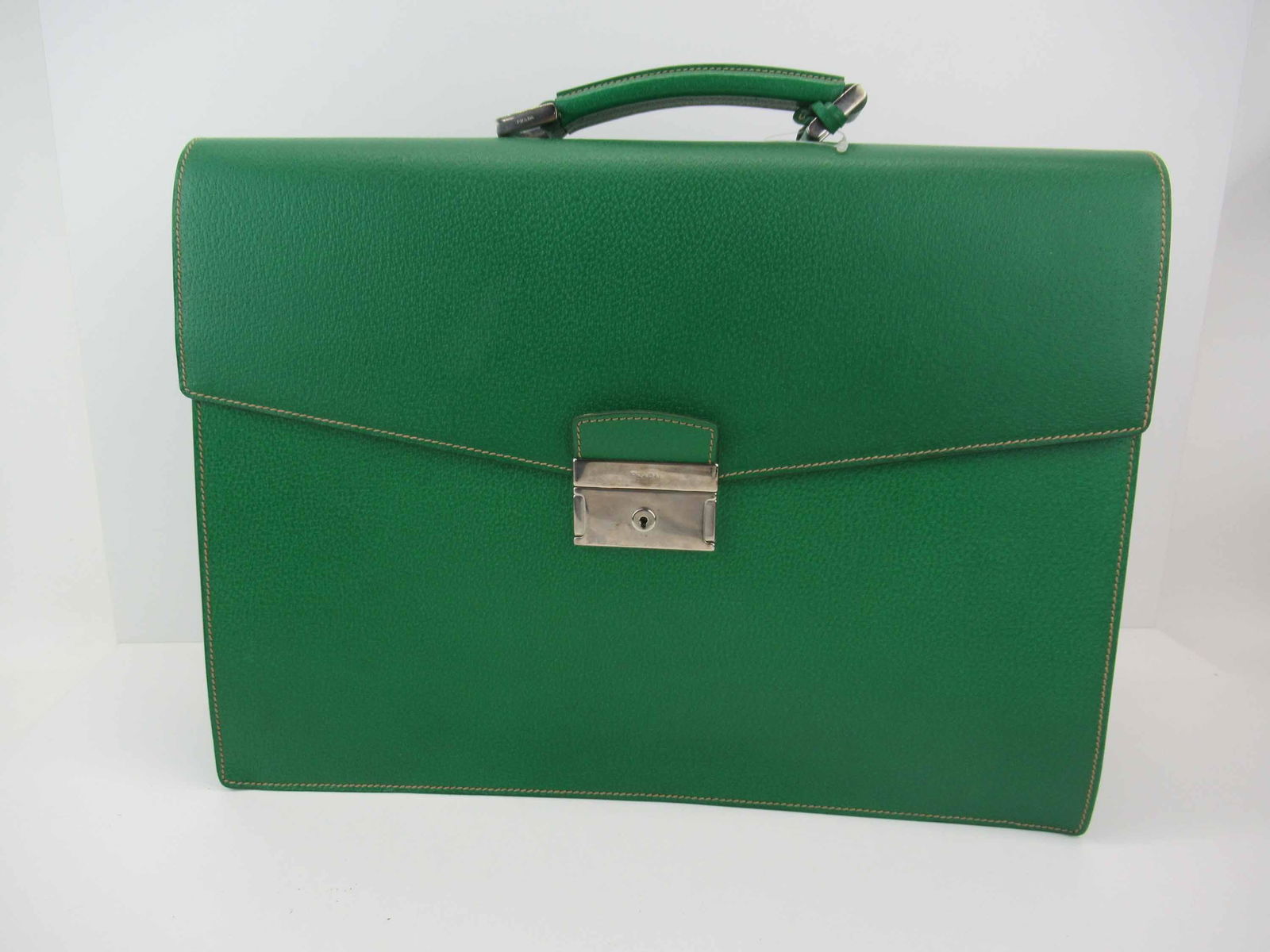 Prada Verde Green Leather Briefcase (1 of 10)