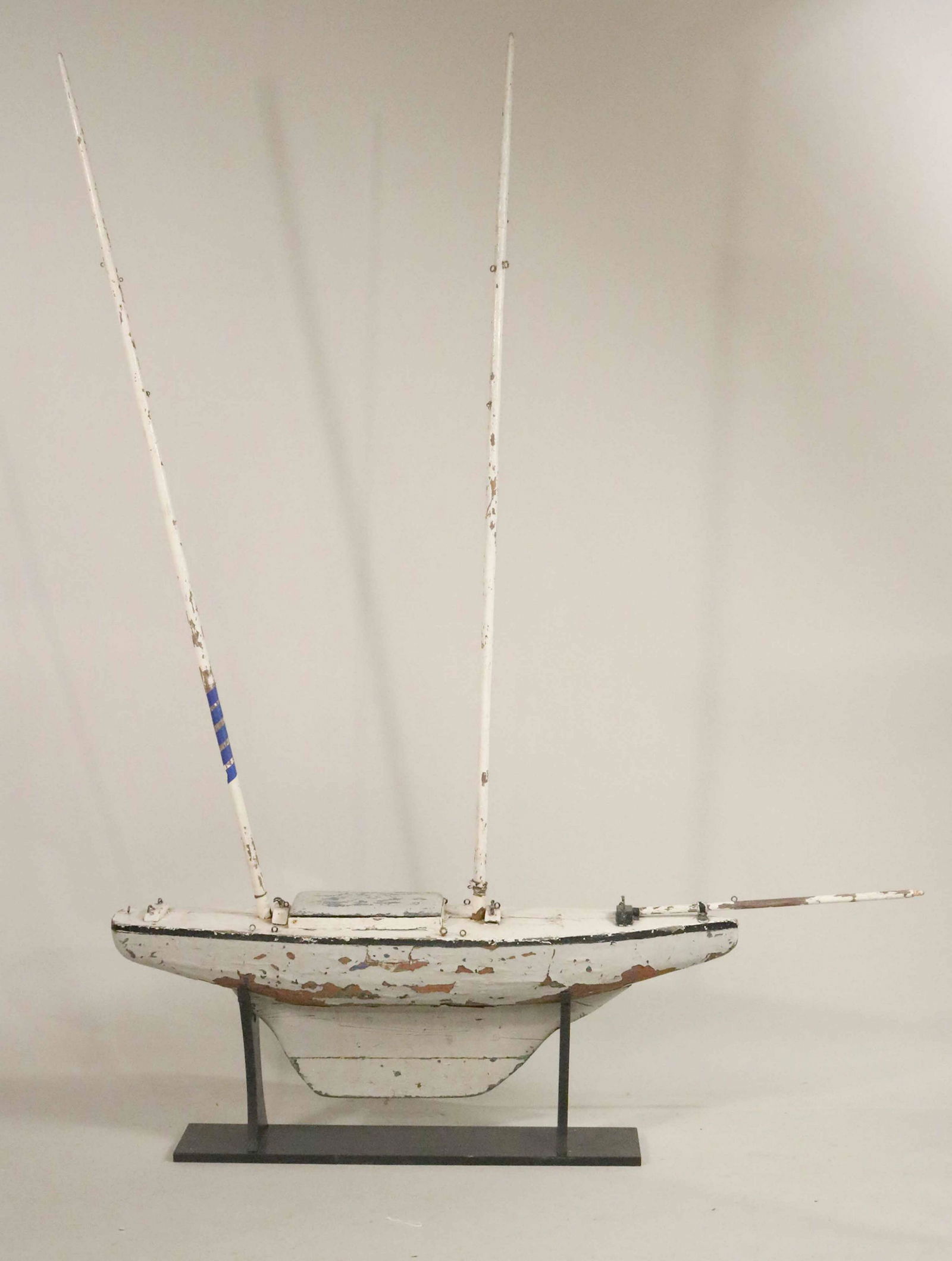 White-and-Black Painted Pond Boat on Stand (1 of 5)