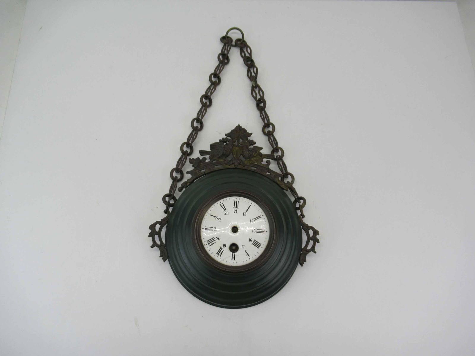 Antique French Tole Circular Hanging Clock (1 of 5)