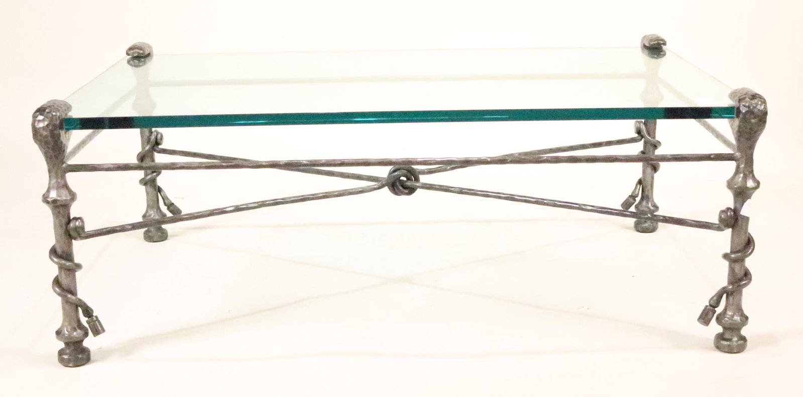 Wrought Metal, "Torsade" Table, After Giacometti: After Diego Giacometti, 20th C. 16"h x 28-1/2"w x 42"l