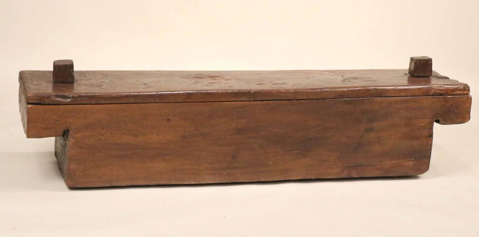 Modern Carved Hardwood Storage Bench: 20th C. 16"h x 5'8"w x 18"d
