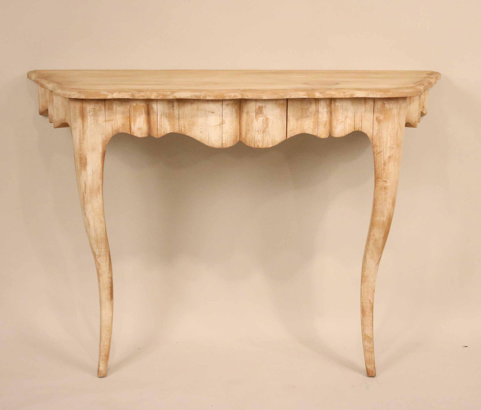 Baroque Style White-Painted Poplar Console Table: Stamped David Iatesta, Annapolis, Maryland, 20th C. 40"h x 5'w x 21"d