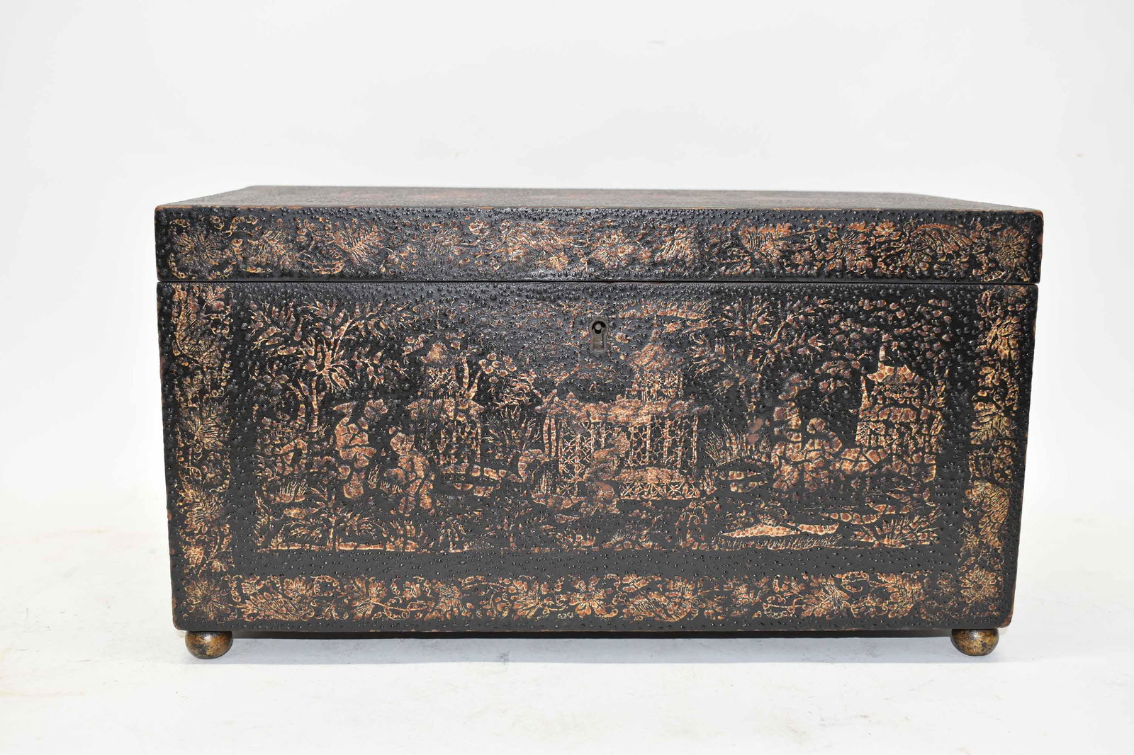 Antique Chinese Chinoiserie Decorated Tea Caddy (1 of 7)