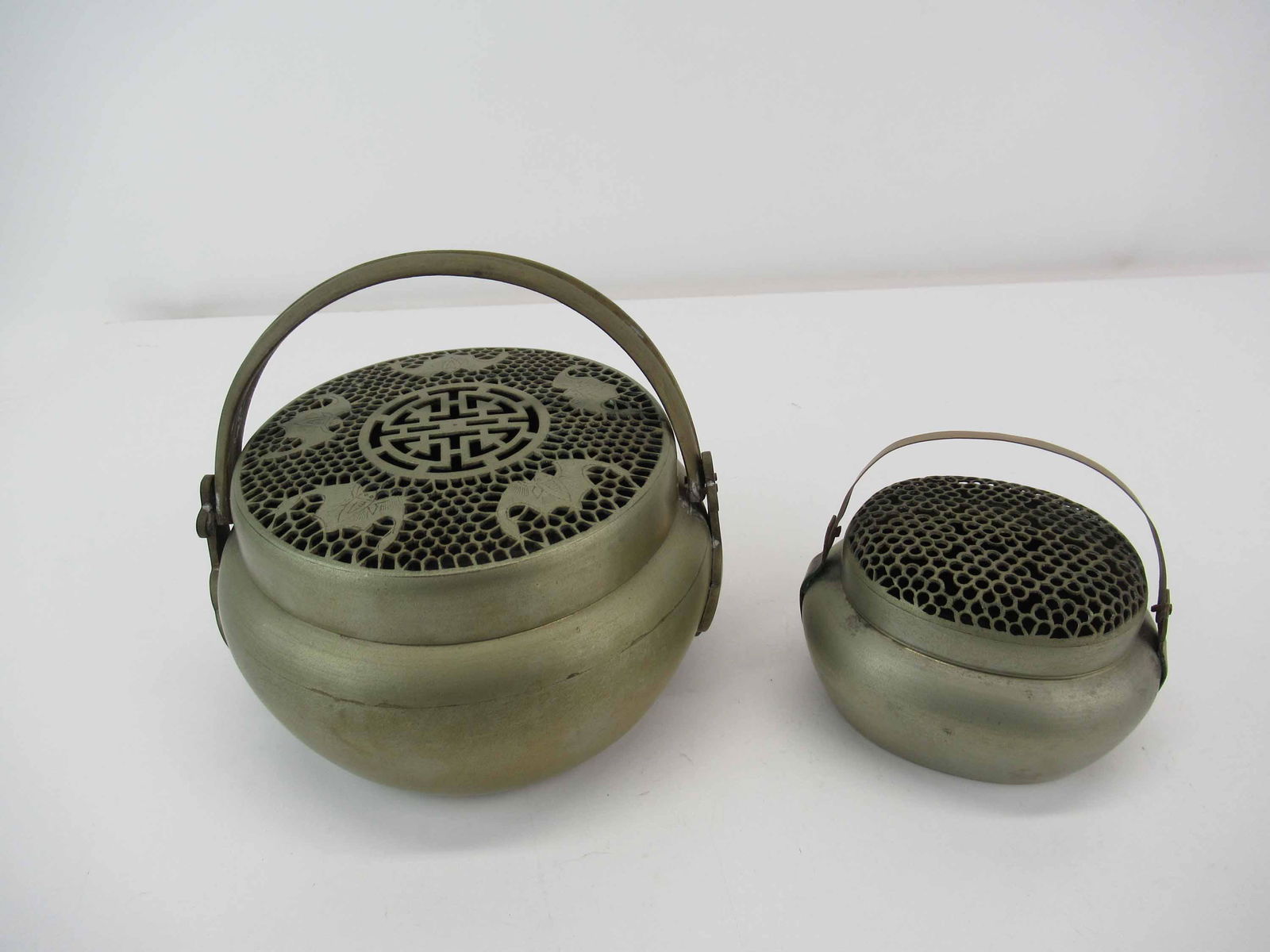 2 Antique Chinese Brass Cricket Cages (1 of 4)