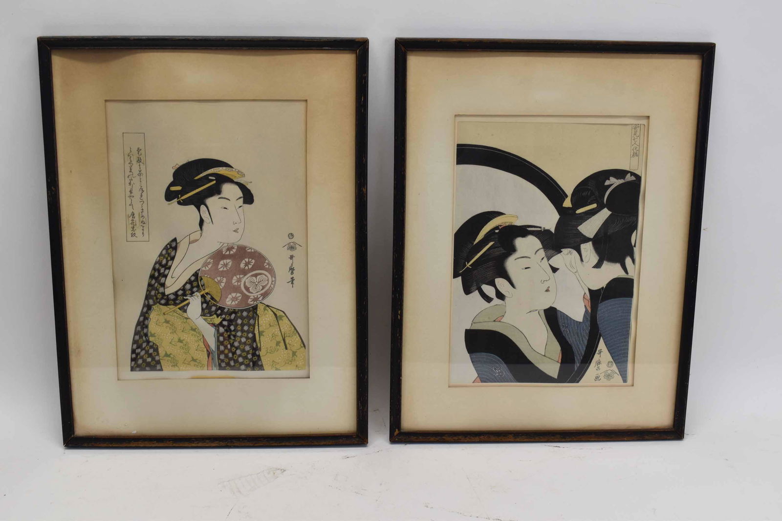 Two Utamaro Wood Block Prints of Maidens (1 of 5)