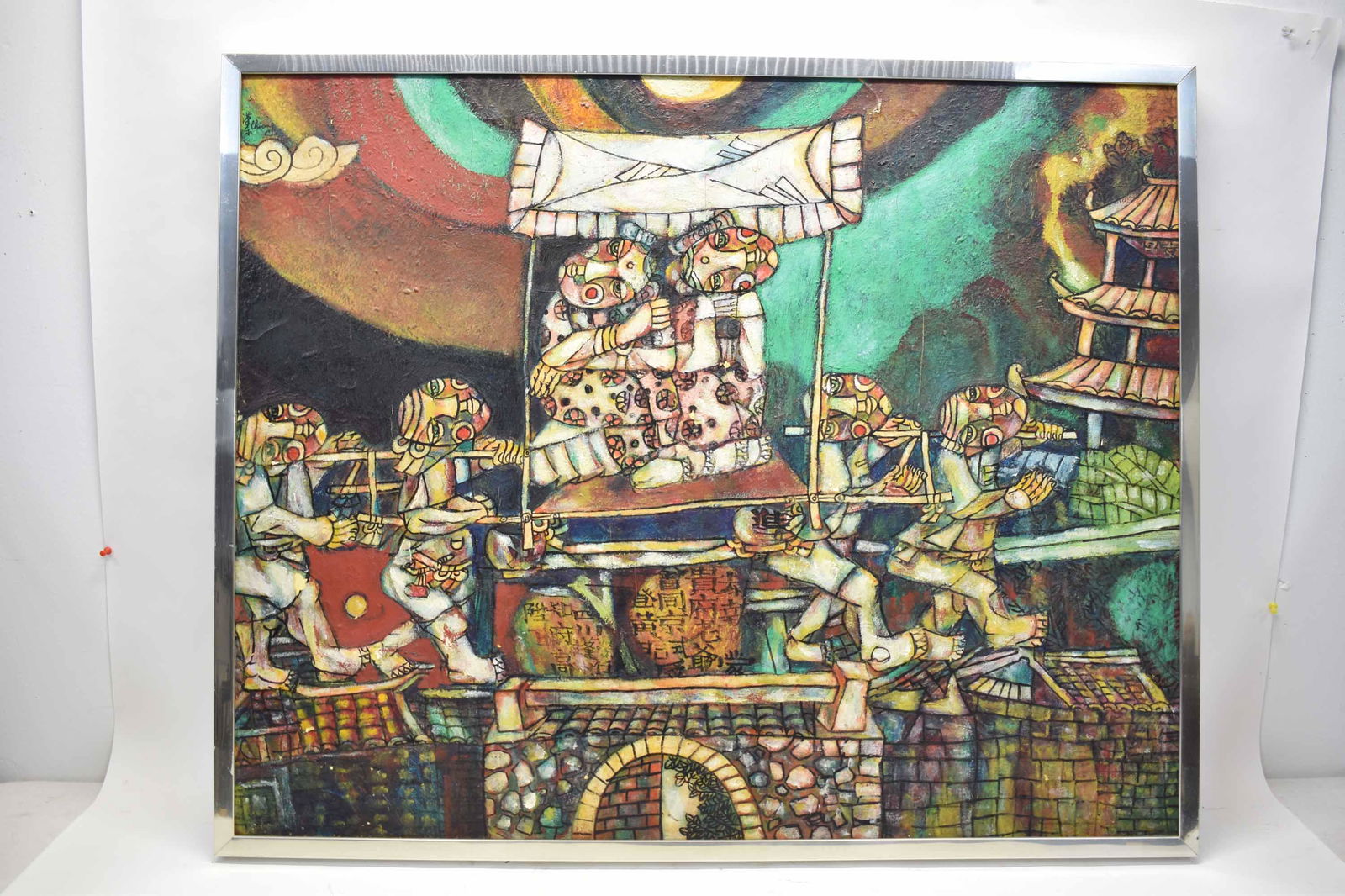 Oil on Canvas of Asian Temple Scene (1 of 7)