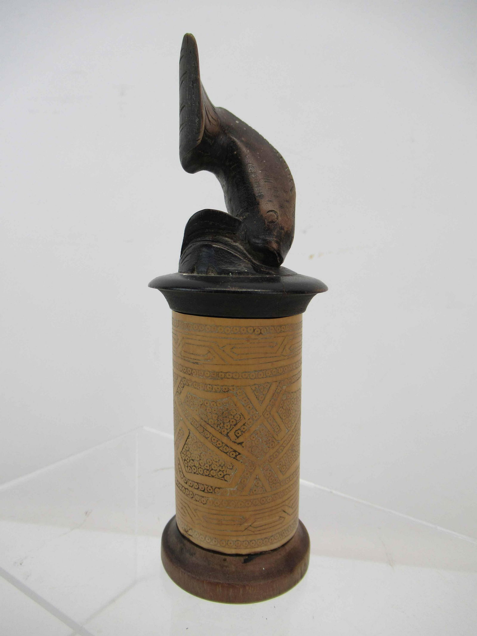 Carved Bamboo Cylinder Box (1 of 5)