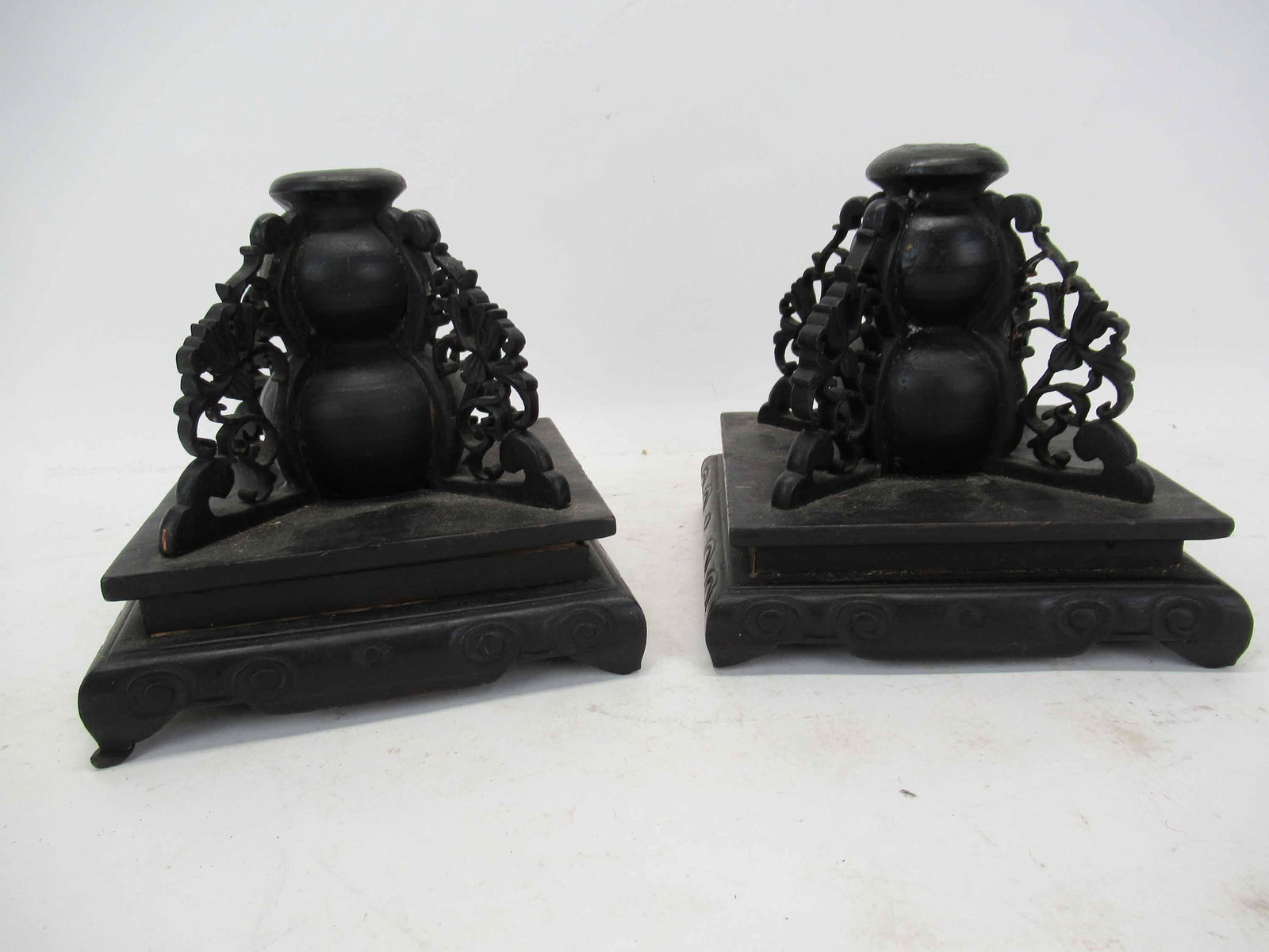 Pair of Chinese Hardwood Candlestick Holders (1 of 4)
