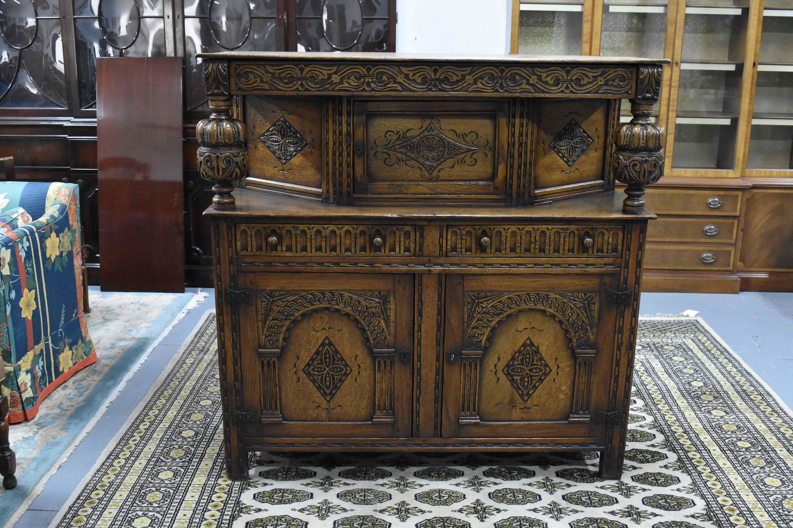 Antique Jacobean Style Oak Court Cupboard (1 of 10)