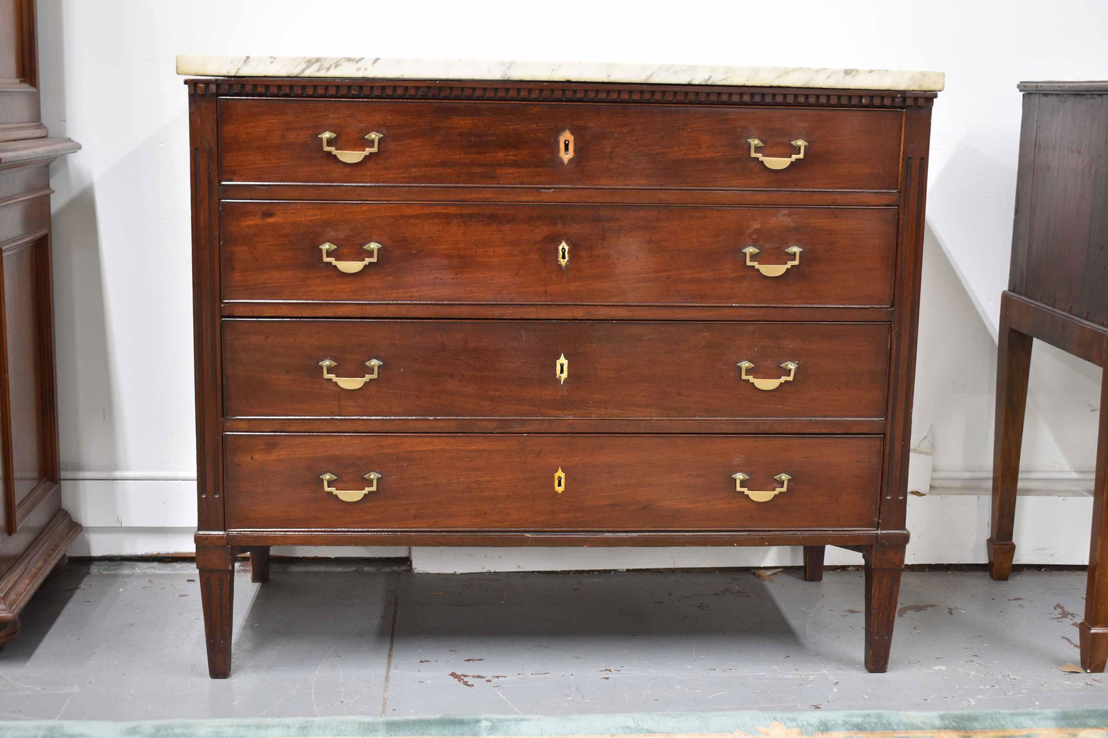 Antique Mahogany Marble Top Butlers Desk (1 of 10)