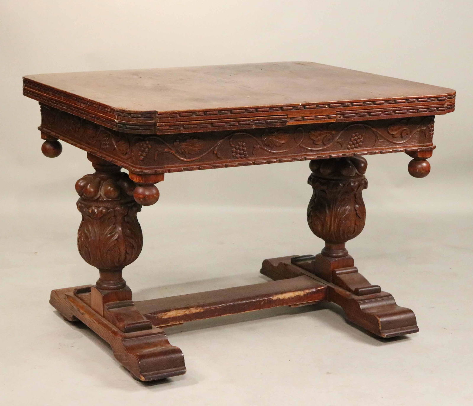 Baroque Style Oak Draw Bar Extension Dining Table (1 of 6)