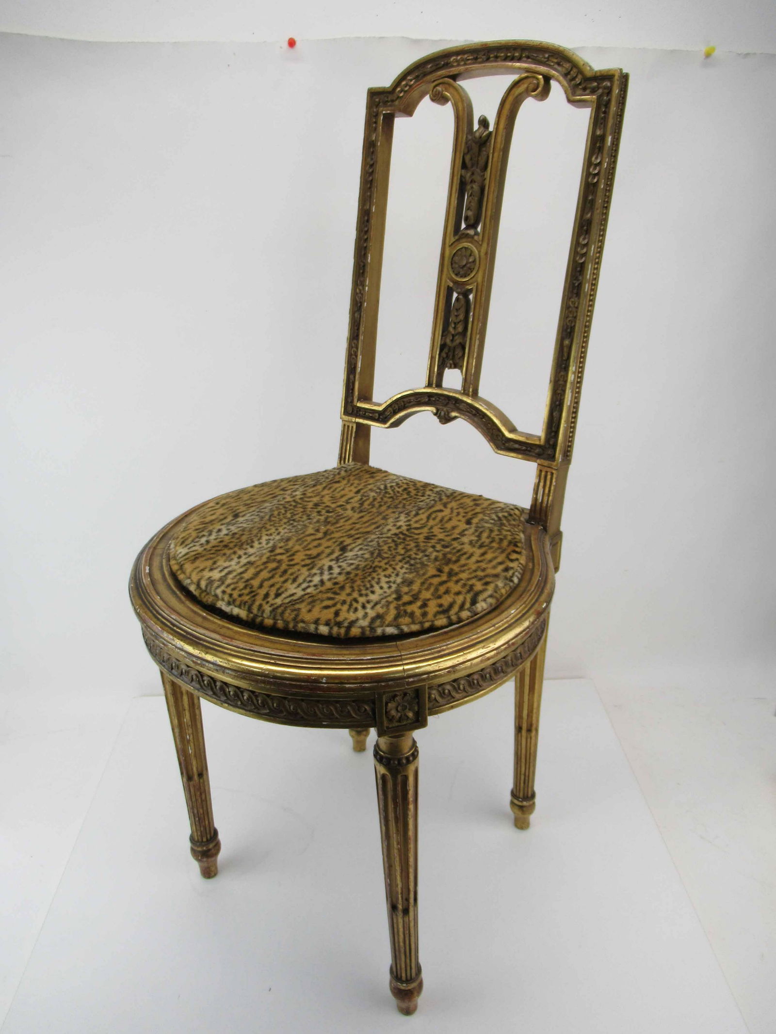 Pair of Louis XVI Style Gilt Boudoir Vanity Chair (1 of 8)