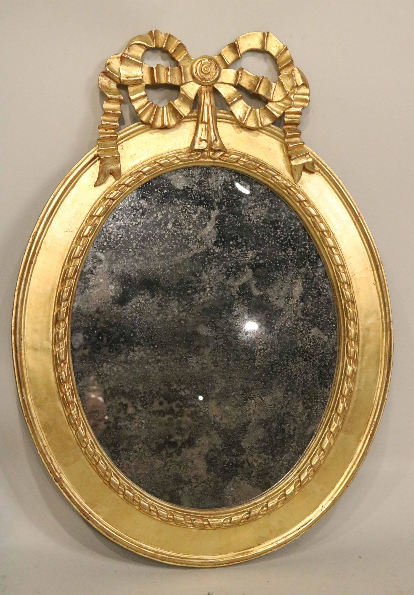 Neoclassical Style Oval Giltwood Mirror: English Taste, 20th C. 31"h x 22"w