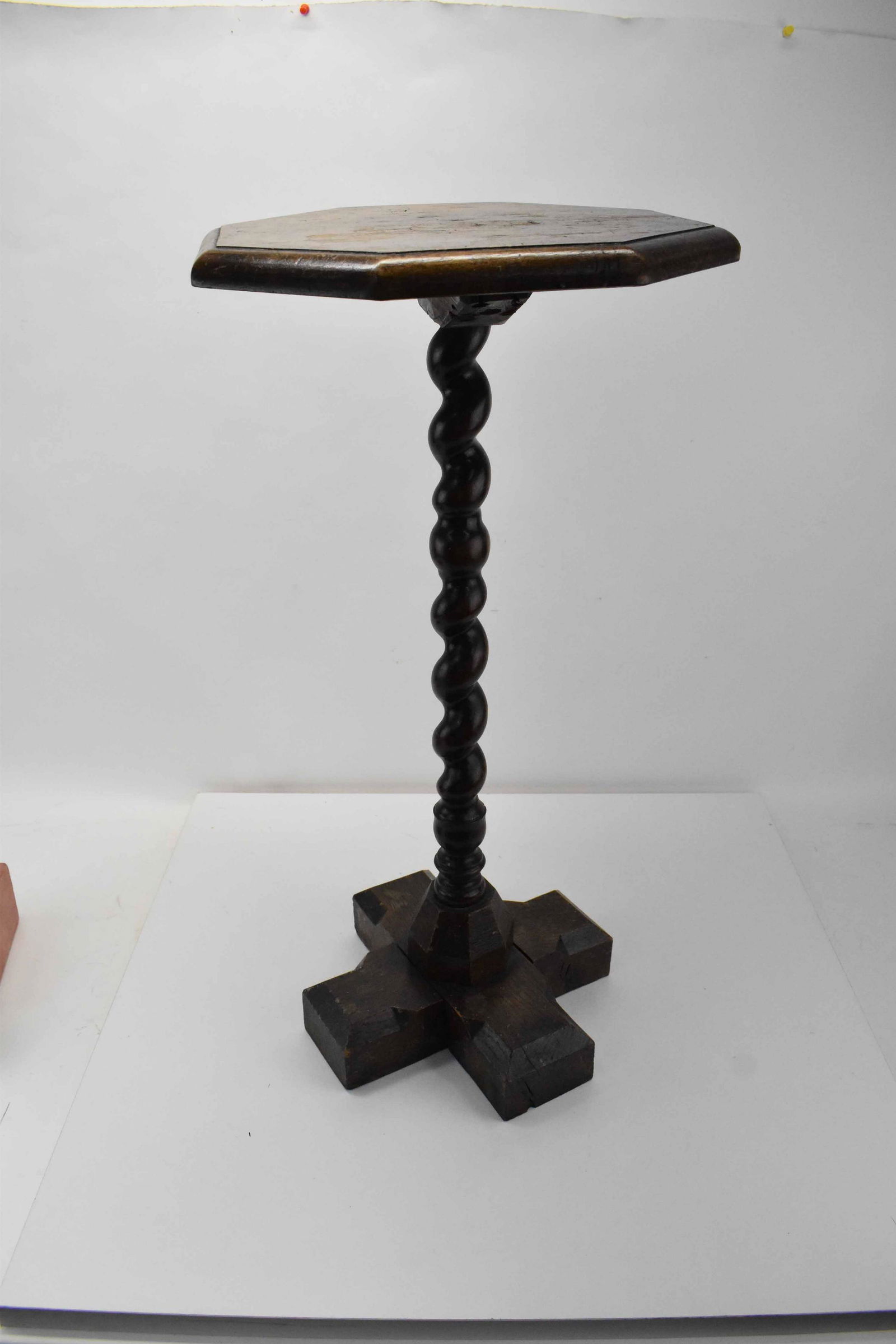 Antique Oak Octagonal Candle Stand (1 of 9)