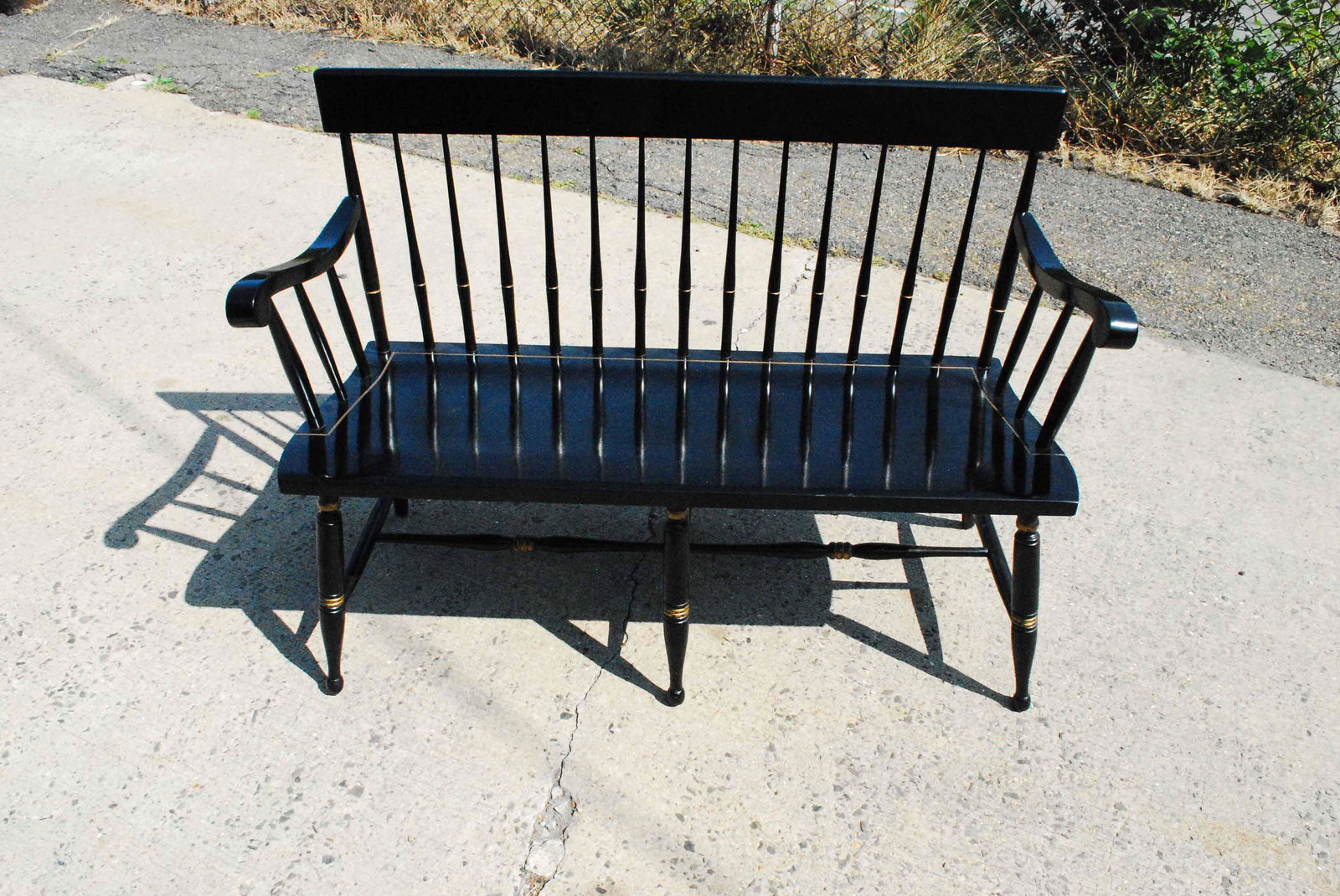 Nichols & Stone Black Windsor Bench (1 of 4)