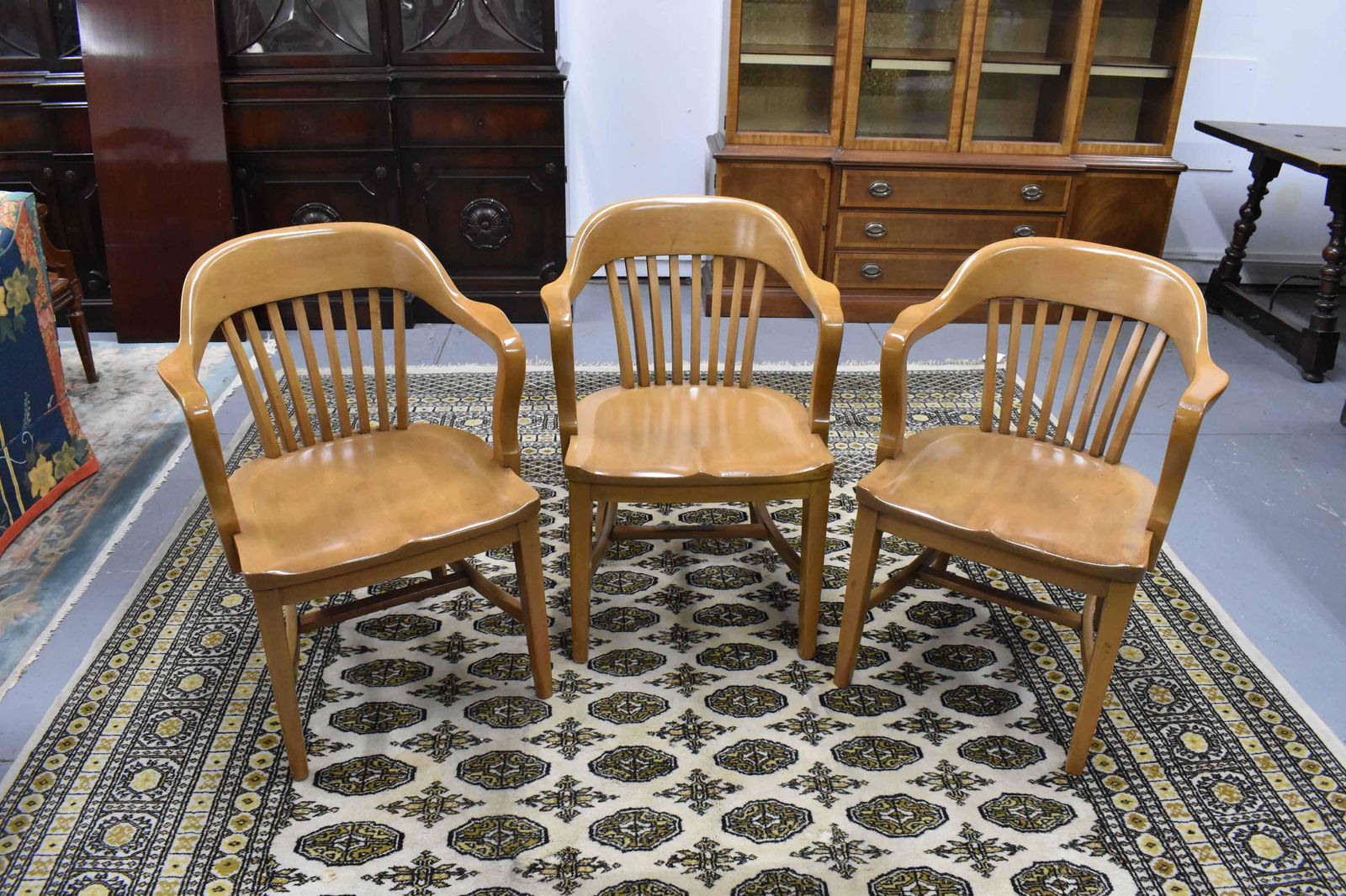 Set of 3 Mahogany Office Captain's Chairs (1 of 5)