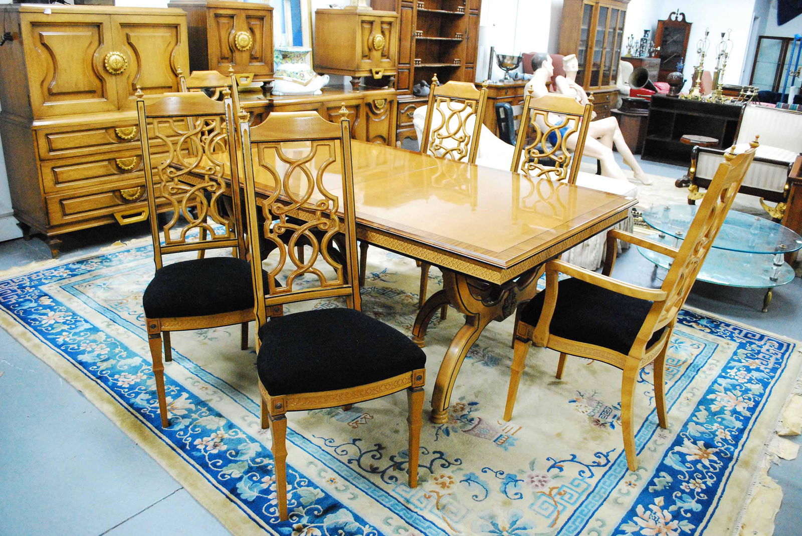 Provincial Style Banded Wood Dining Table (1 of 8)