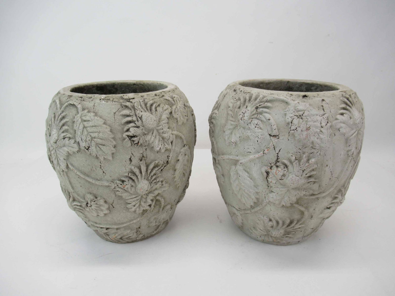 Pair of White Earthenware Garden Pots (1 of 4)