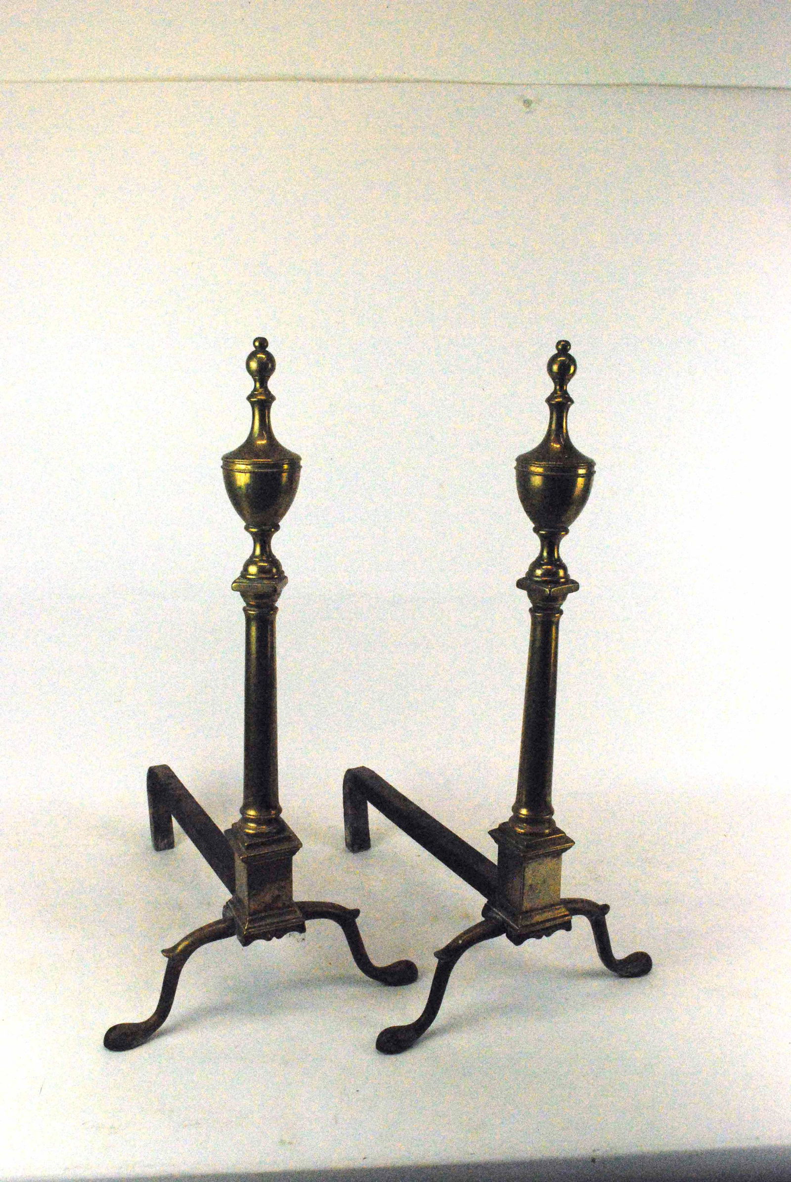 Pair of Antique Brass Chippendale Style Andirons (1 of 5)