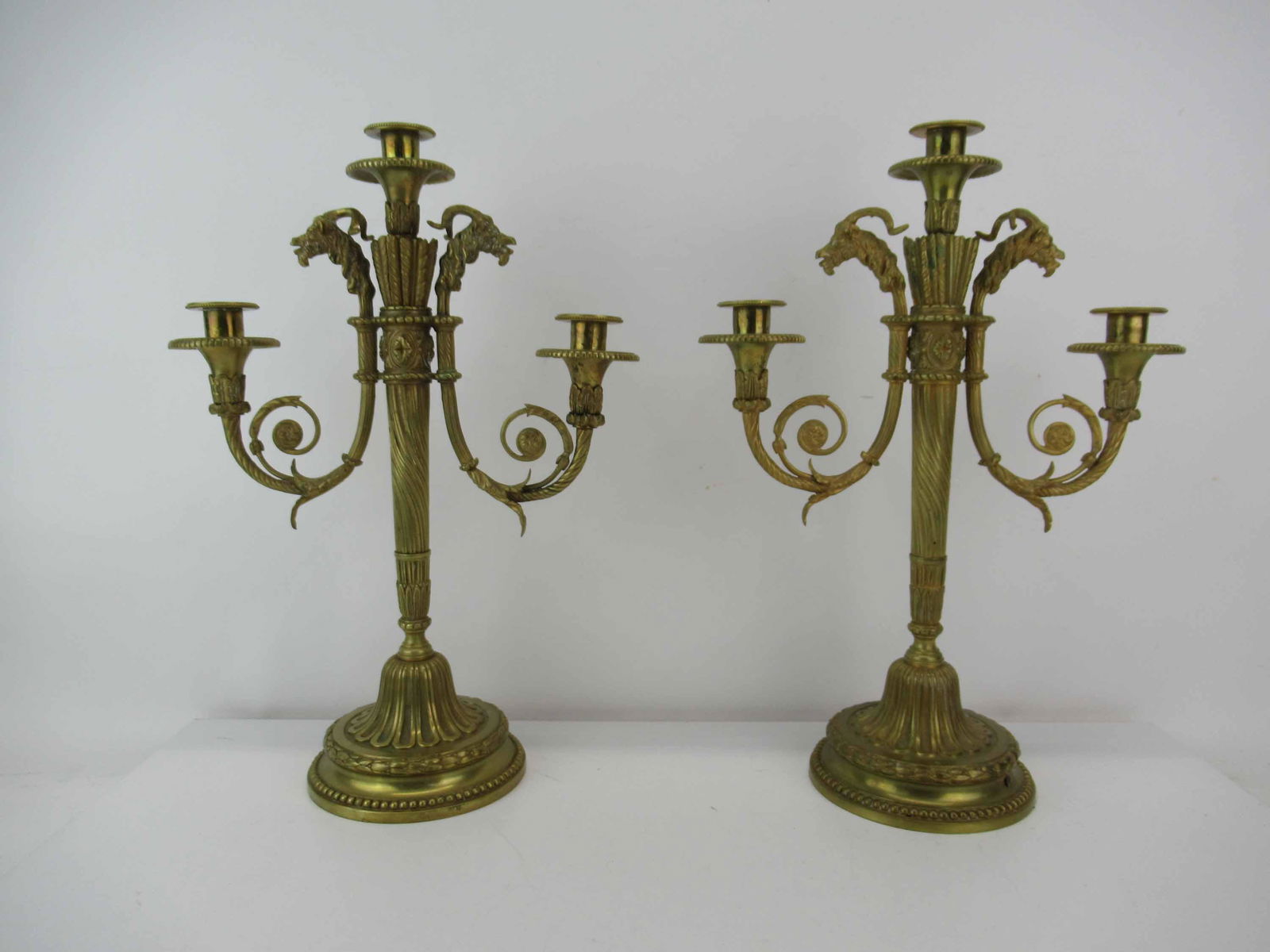 Pair of French Bronze Three-Light Candelabras (1 of 9)
