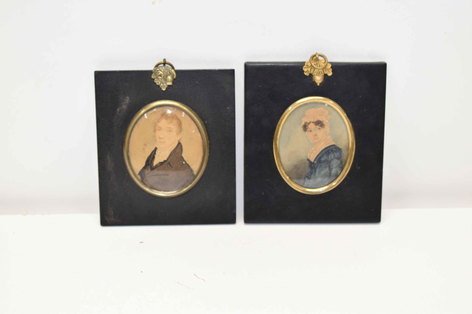 Two Antique Portrait Miniatures on Paper (1 of 6)
