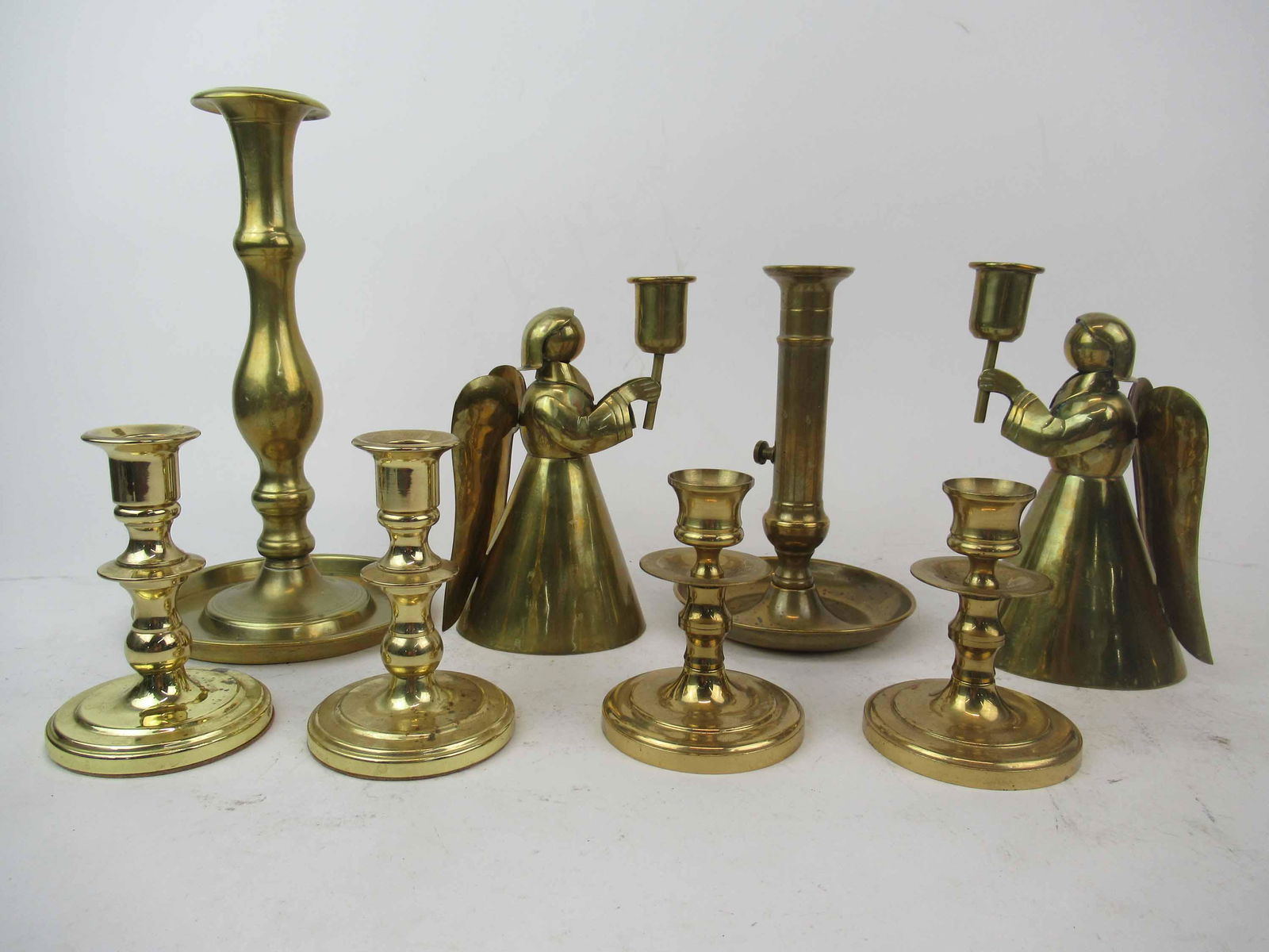 Group of Assorted Brass Candlesticks (1 of 7)