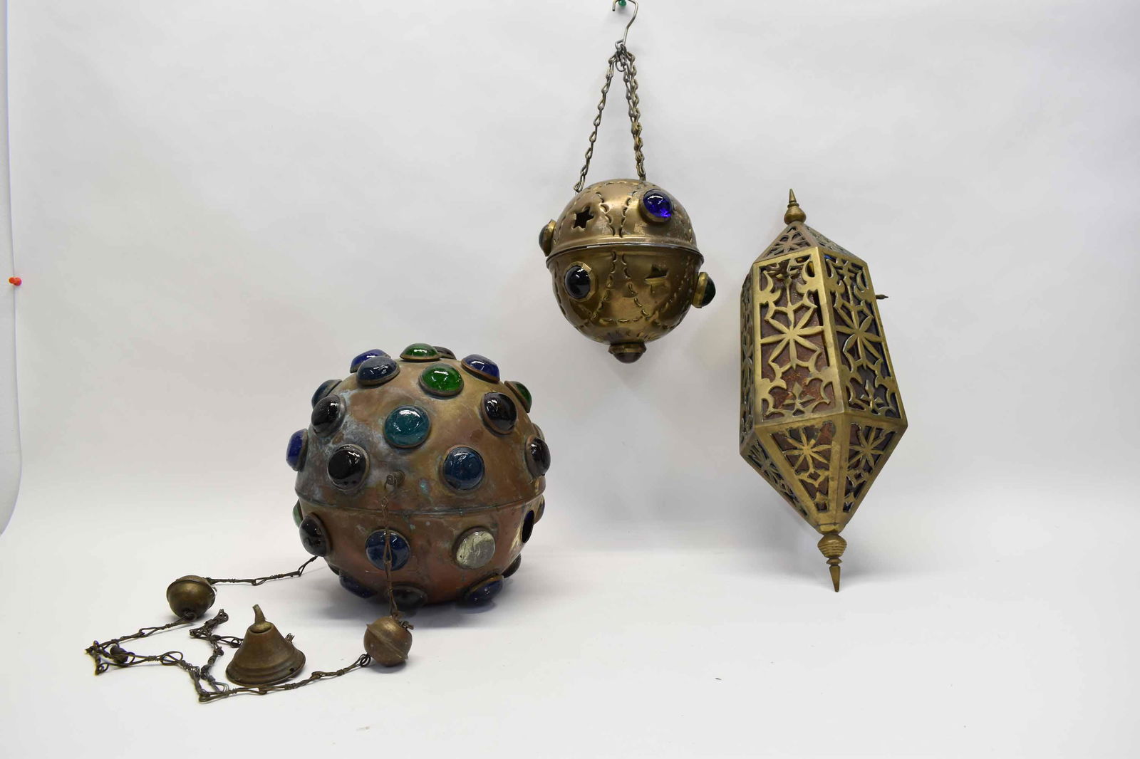 Three Moroccan Brass Hanging Lanterns (1 of 13)