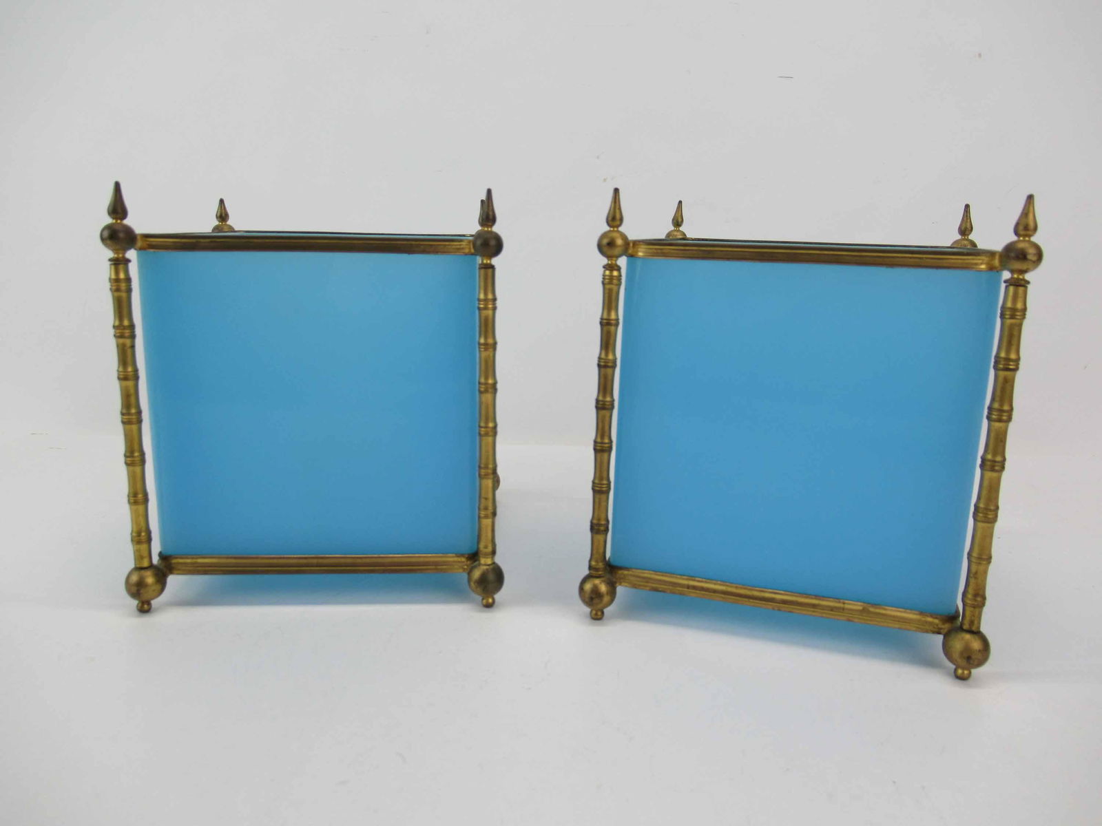 Pair of Blue Opaline Cache Pots (1 of 5)