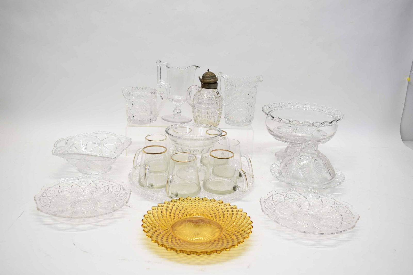 Group of Assorted Pressed Glass Table Articles (1 of 9)