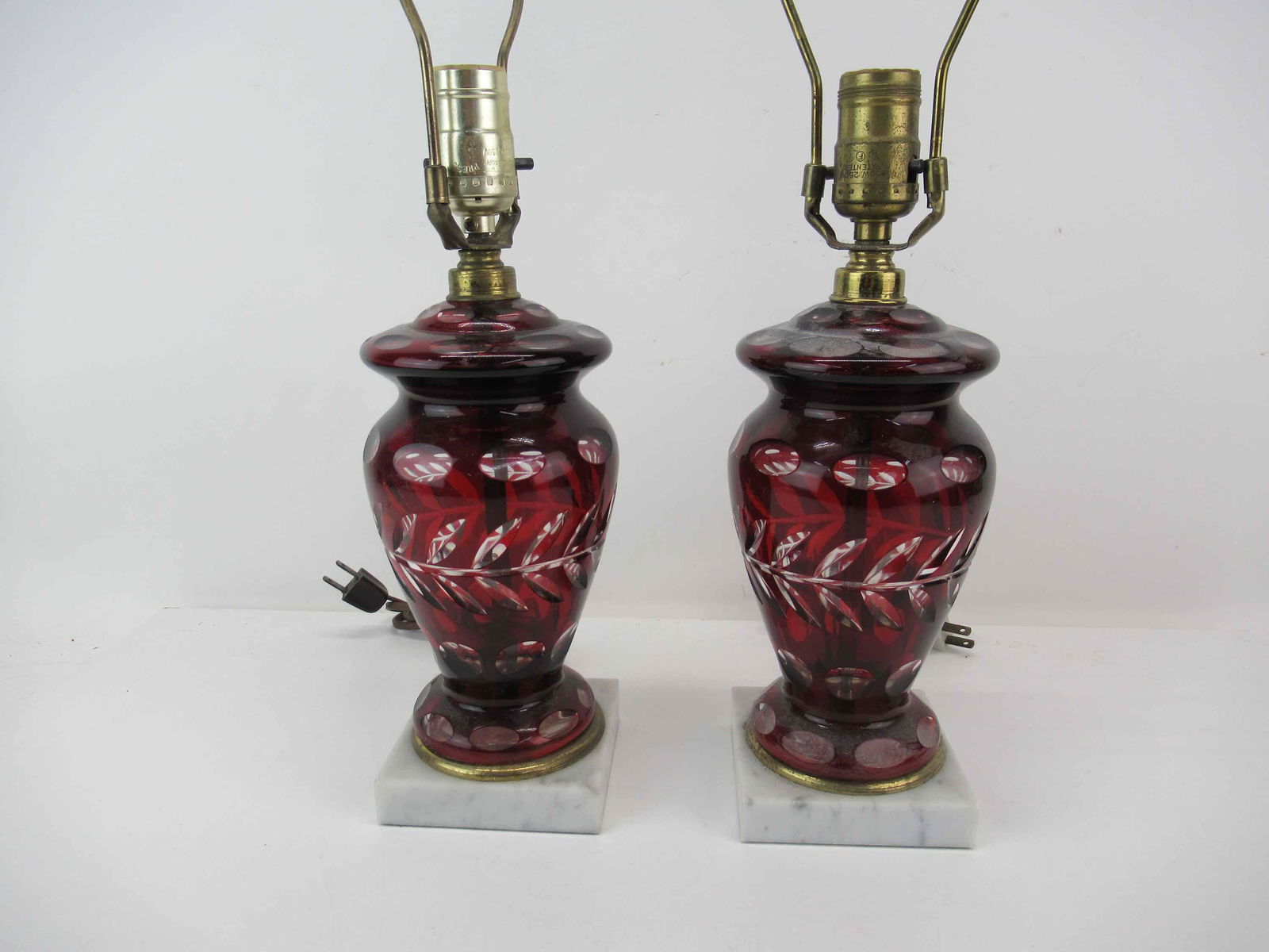 Pair of Ruby Cut to Clear Table Lamps (1 of 4)