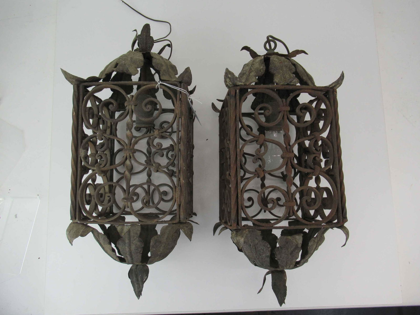 Pair of Wrought Iron Hanging Lanterns (1 of 4)