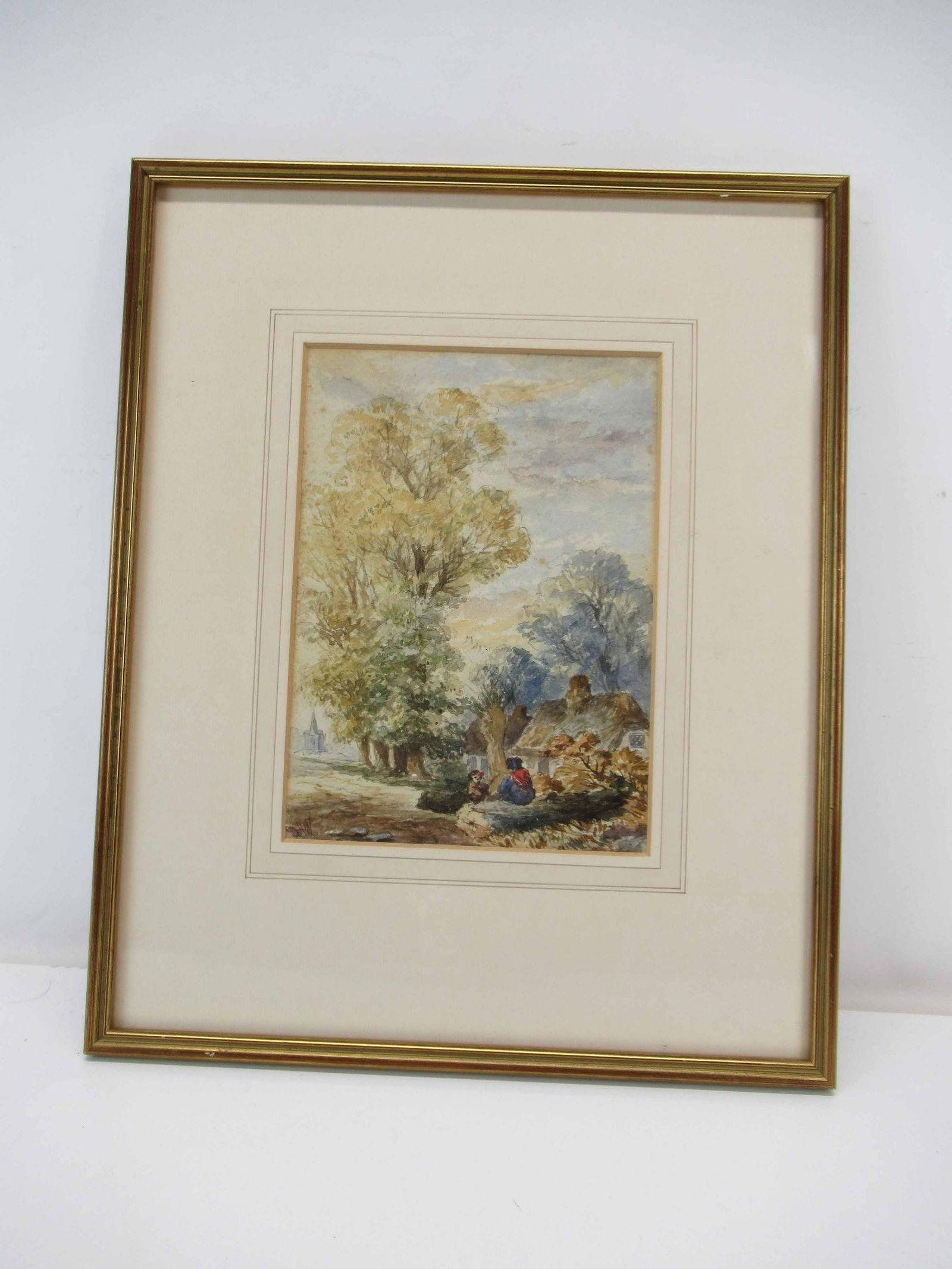 Watercolor of Country Village and Villagers (1 of 4)