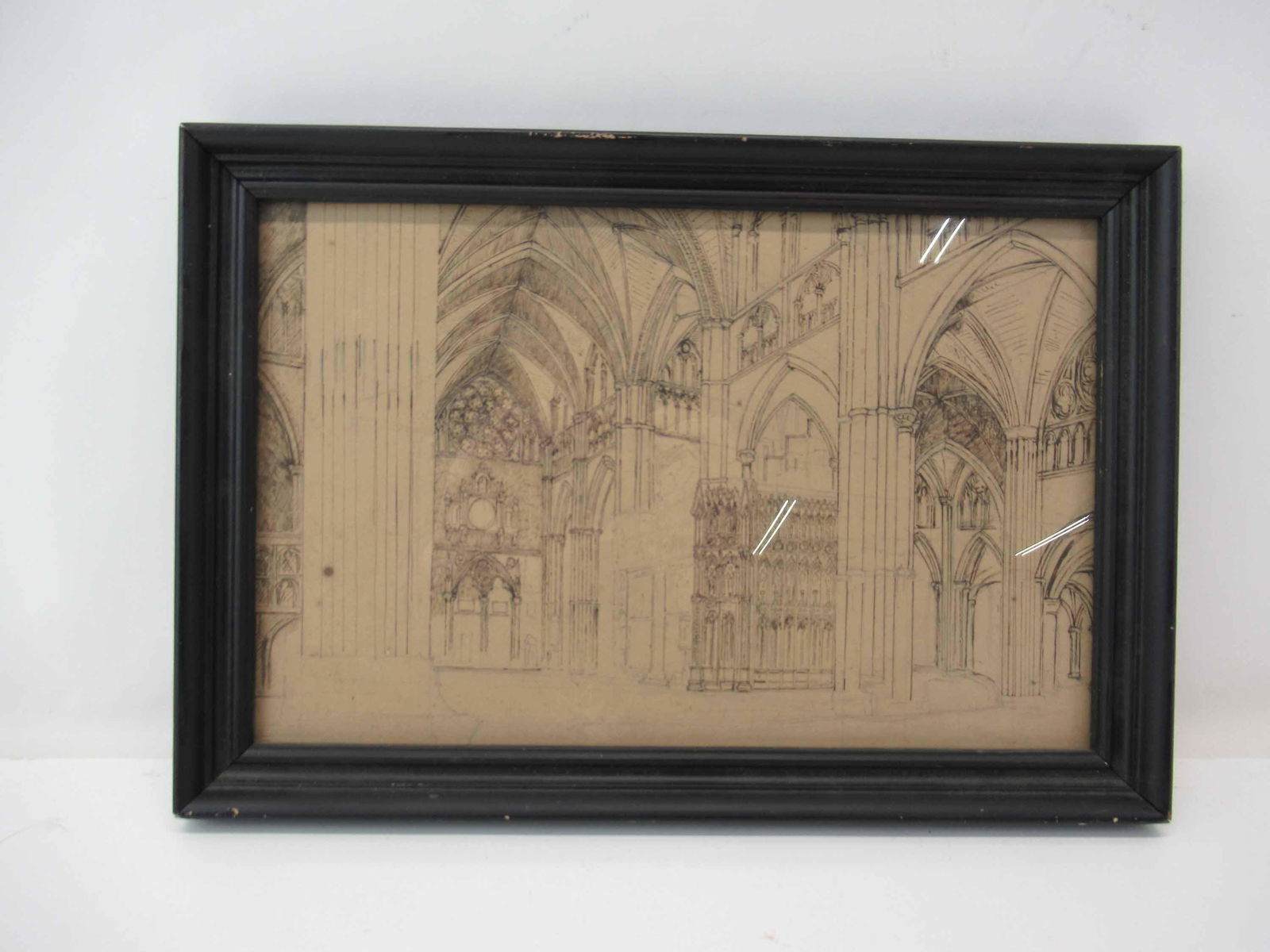 Antique Architectural Drawing of Church Interior (1 of 3)