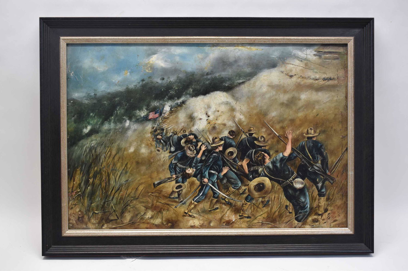 Oil on Canvas of American Soldiers in Battle (1 of 6)