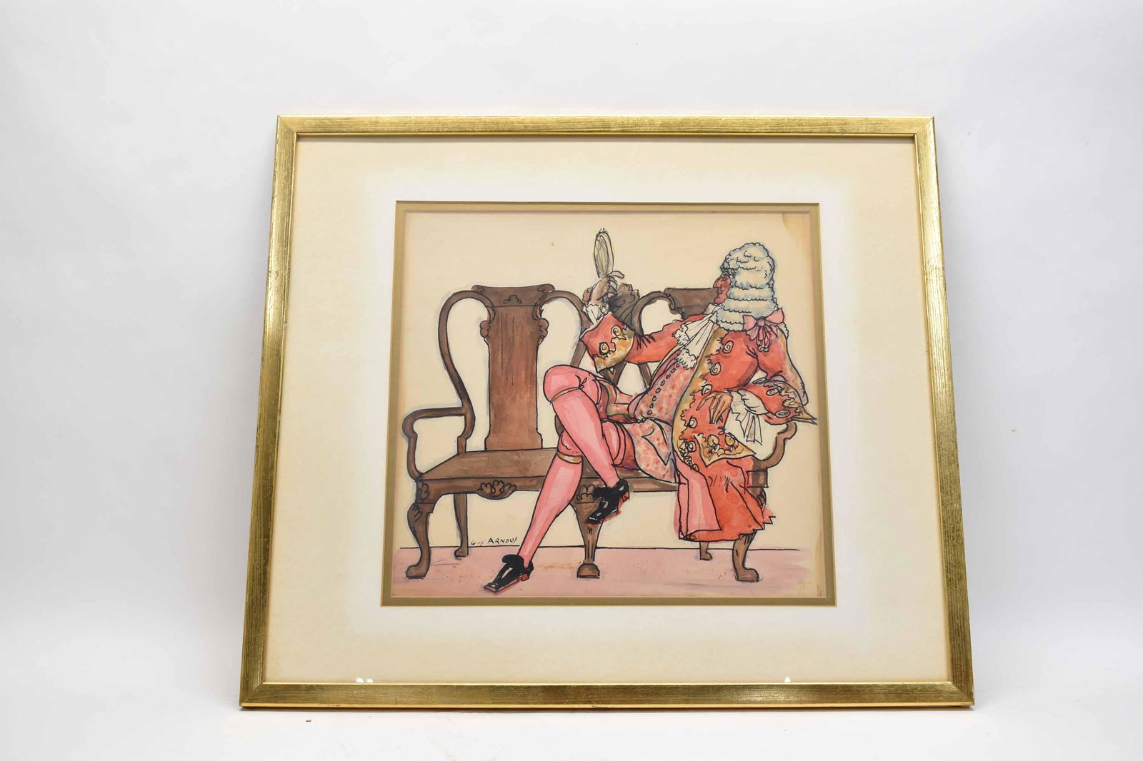 Guy Arnoux Mixed Media of Seated Gentleman (1 of 5)