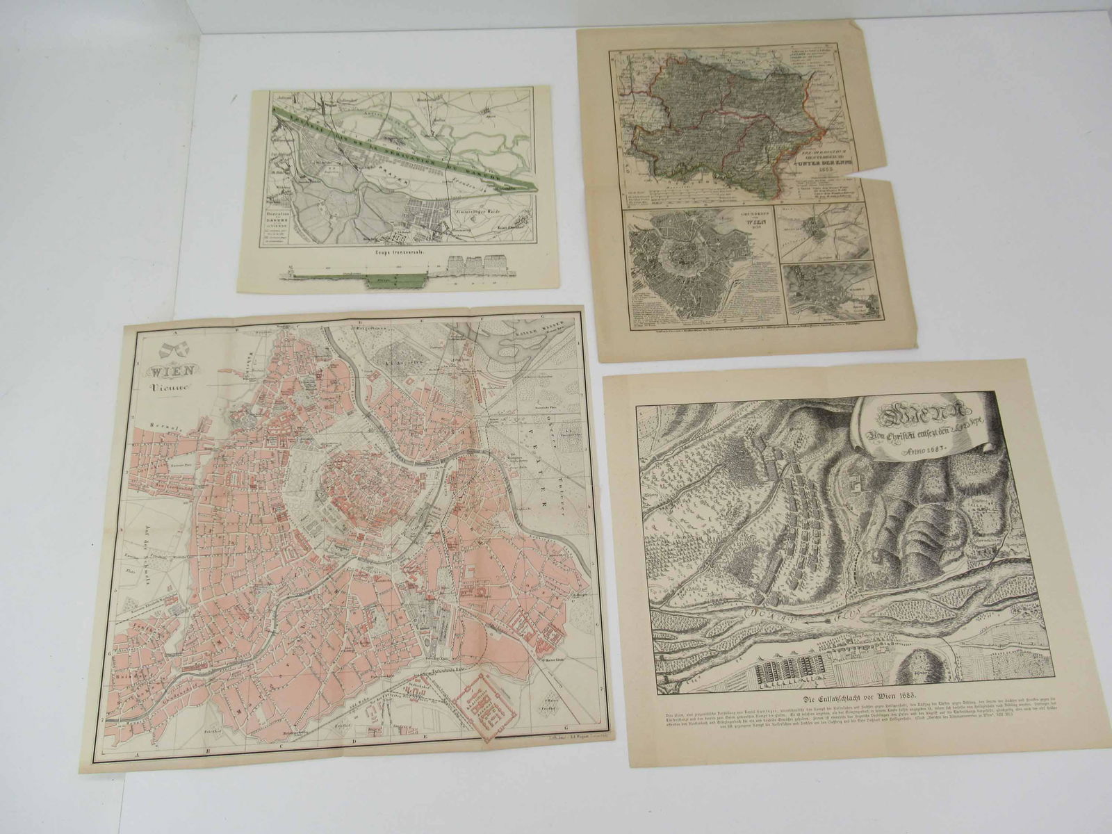 Group of Assorted Antique Maps of Vienna Austria (1 of 5)