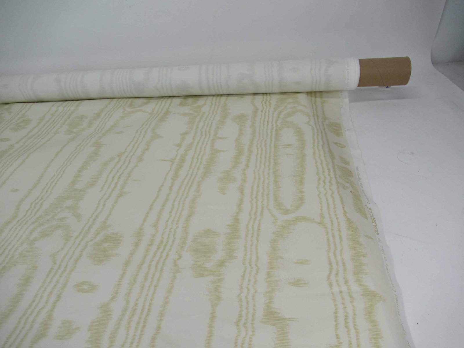 Quadrille Golden Wave Motif Fabric Bolt: Quadrille Golden Wave Motif Fabric Bolt. 52" wide, Approximately 2 1/2" yards