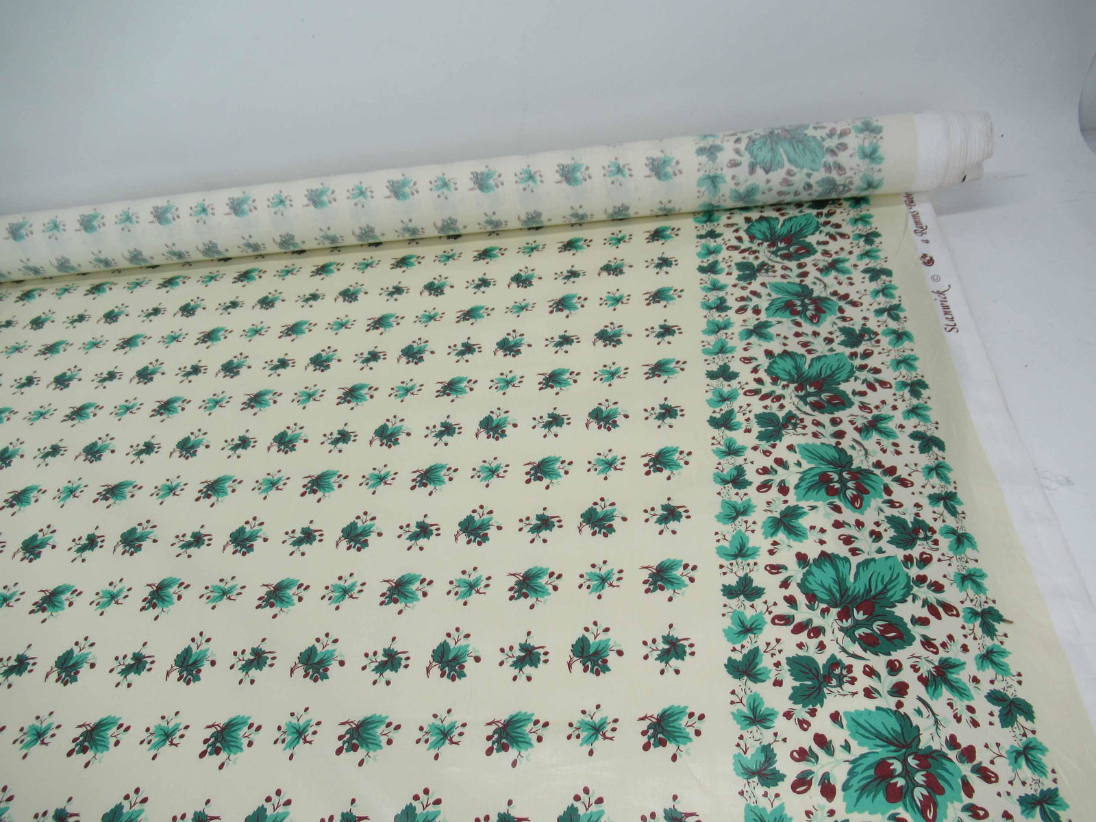 Rose Cummings Fabric Bolt of Leaf and Berries: Rose Cummings Fabric Bolt of Leaf and Berries. 52" wide, Approximately 4 3/4 yards