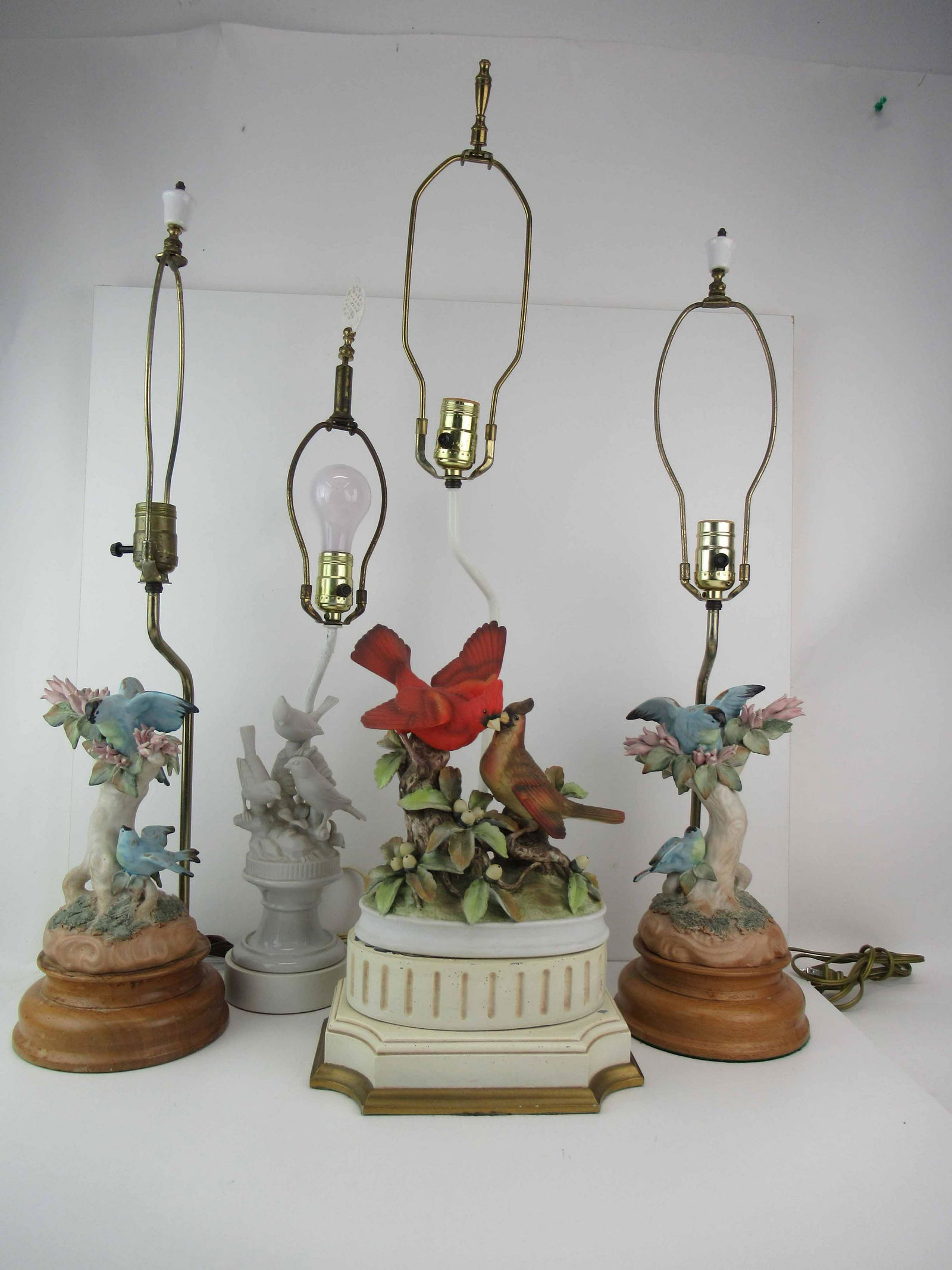 Group of Four Assorted Porcelain Bird Lamps (1 of 10)