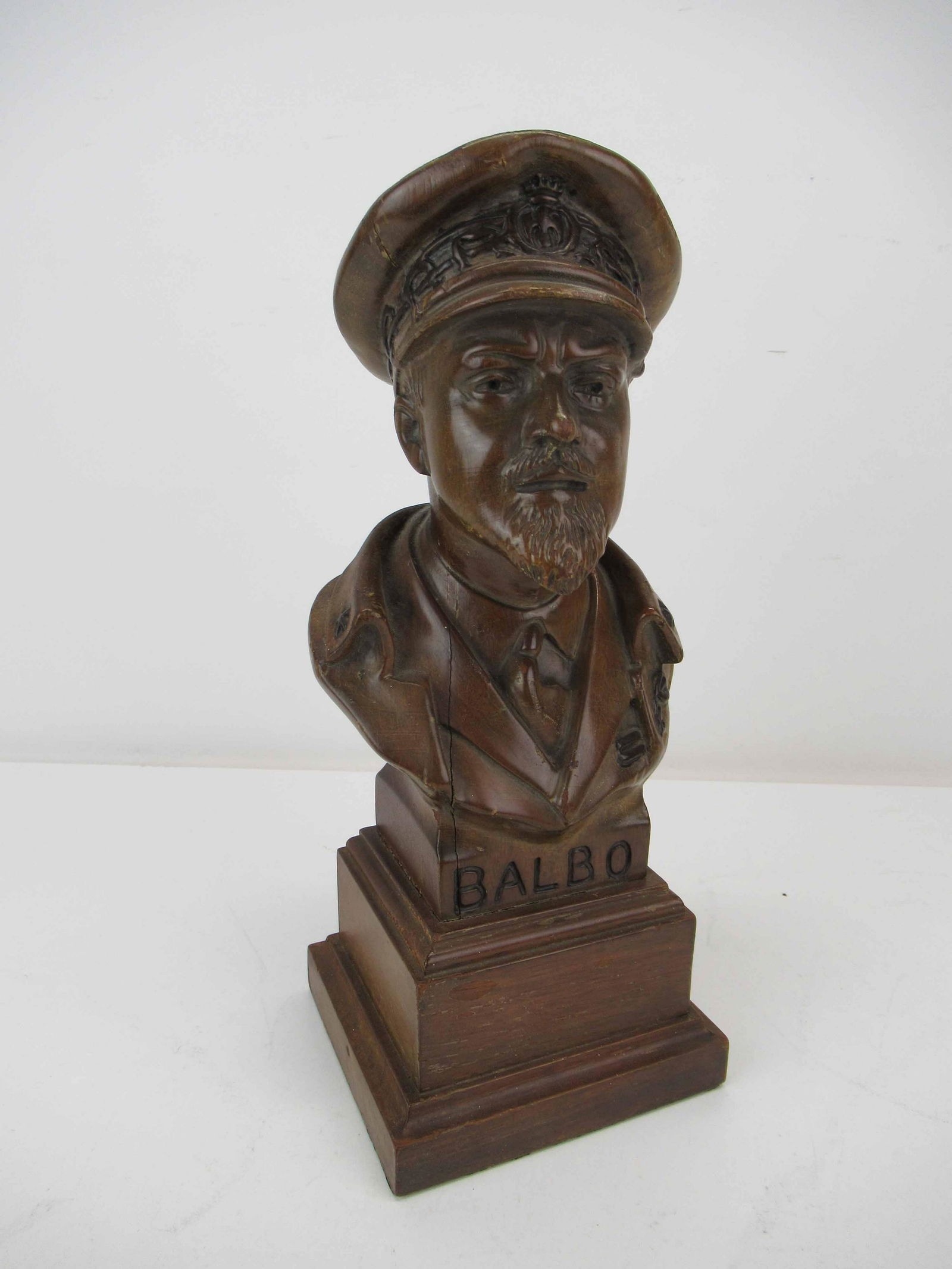 Carved Hardwood Bust Italo Balbo (1 of 6)