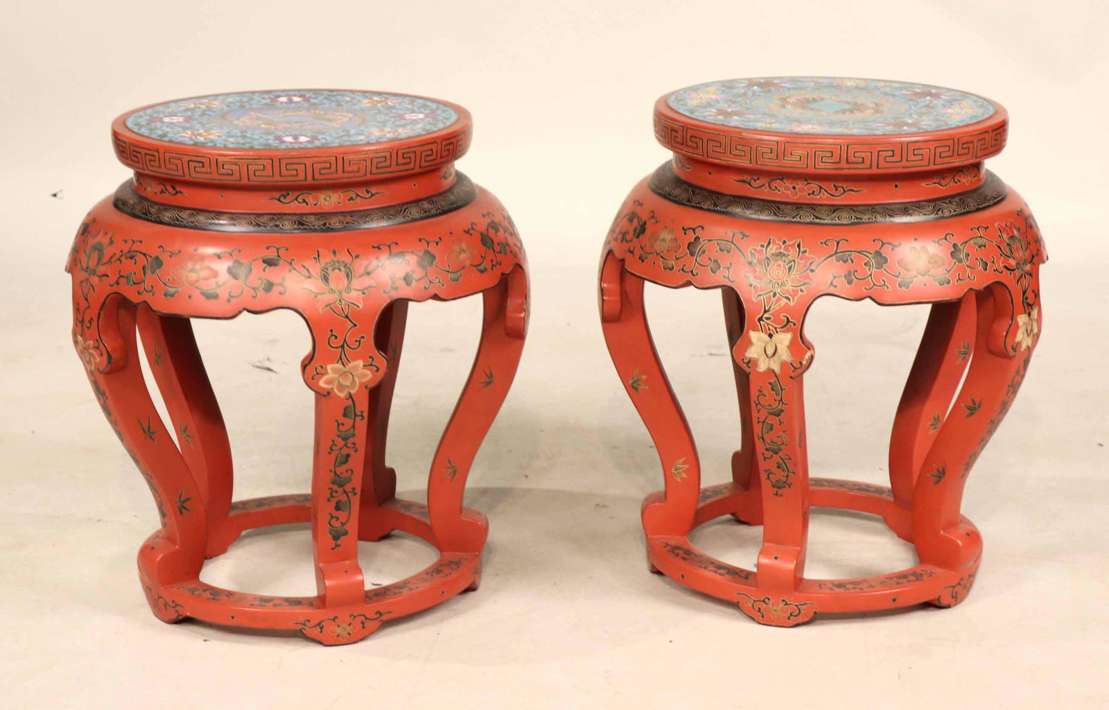 Pair of Chinese Cloisonne Inset Garden Seats (1 of 7)