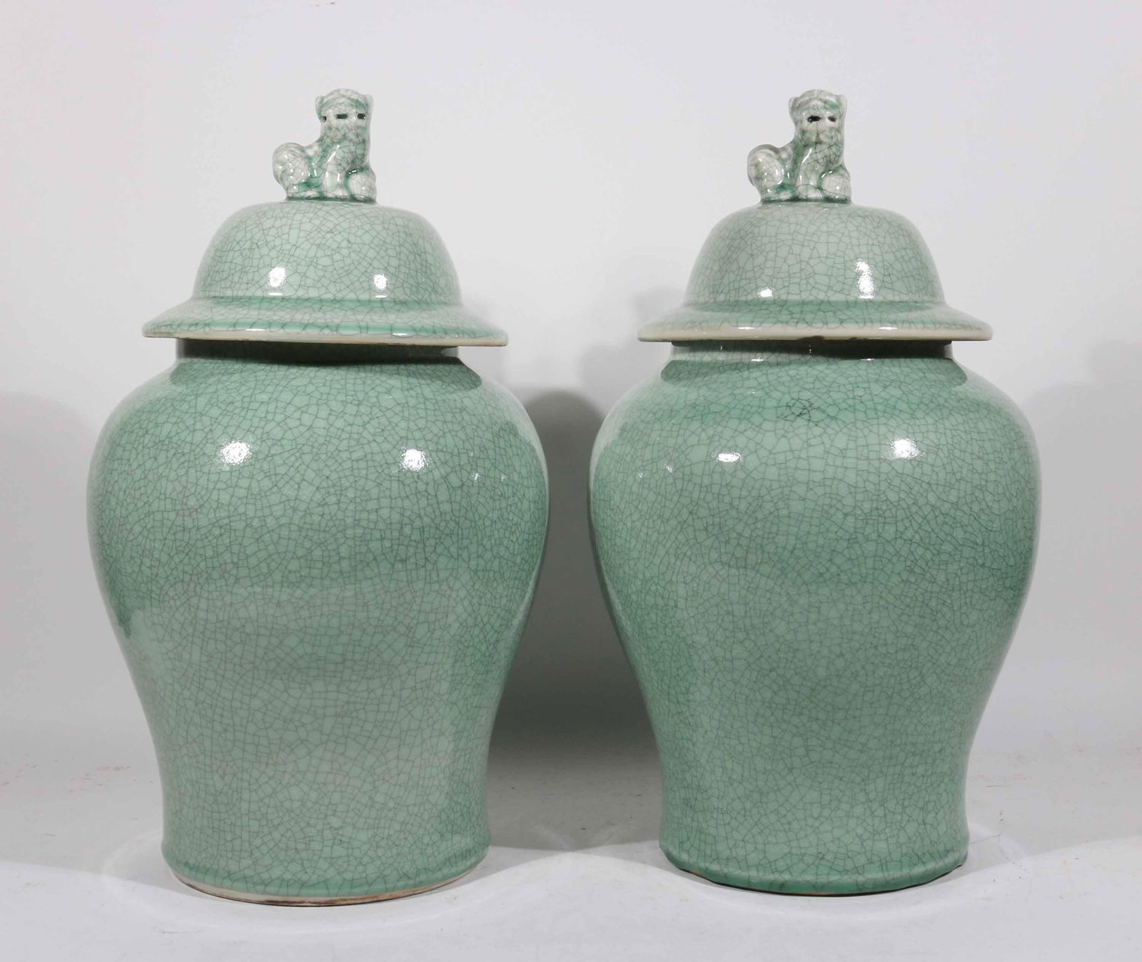 Pair of Large Chinese Celadon Ginger Jars (1 of 6)