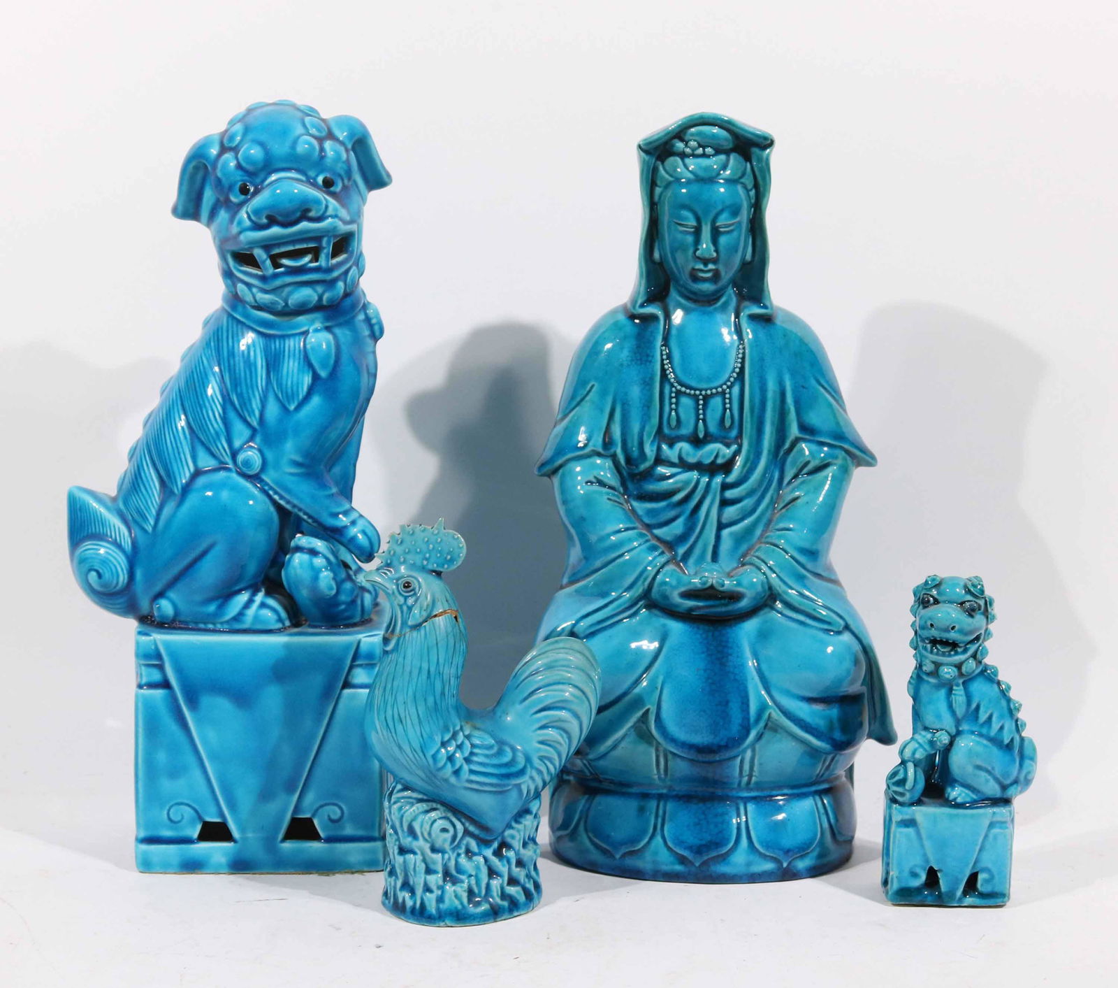 Four Chinese Turquoise Glazed Porcelain Figures (1 of 7)