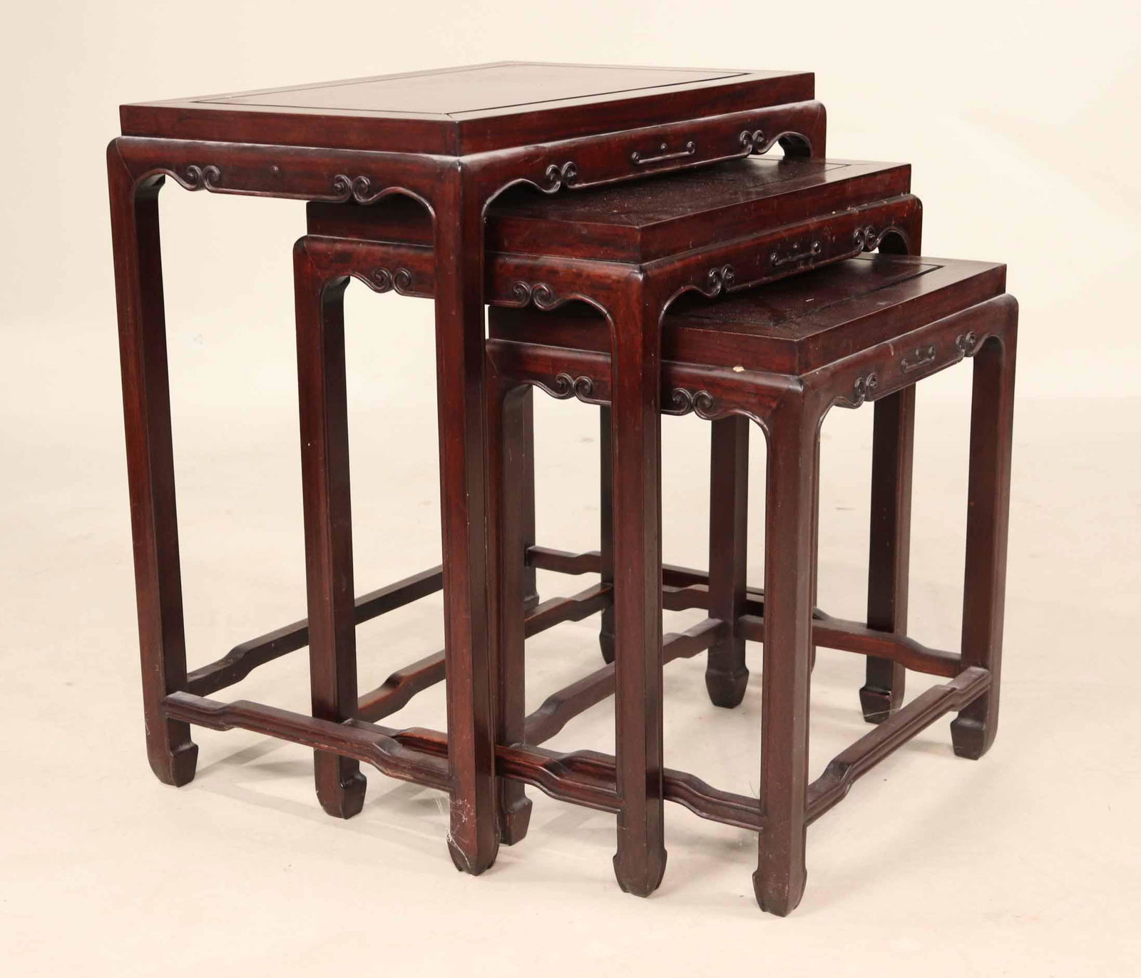 Set of Chinese Carved Hardwood Nesting Tables (1 of 7)