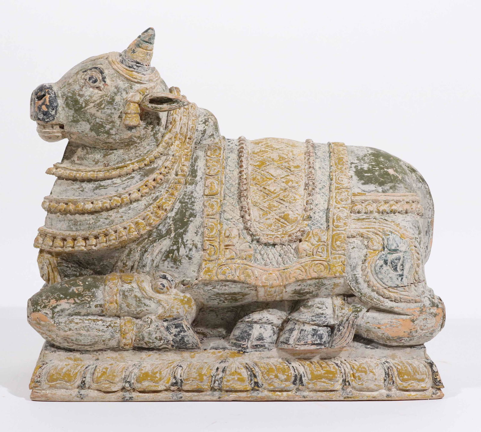 Southeast Asian Painted Carved Wood Seated Cow (1 of 5)