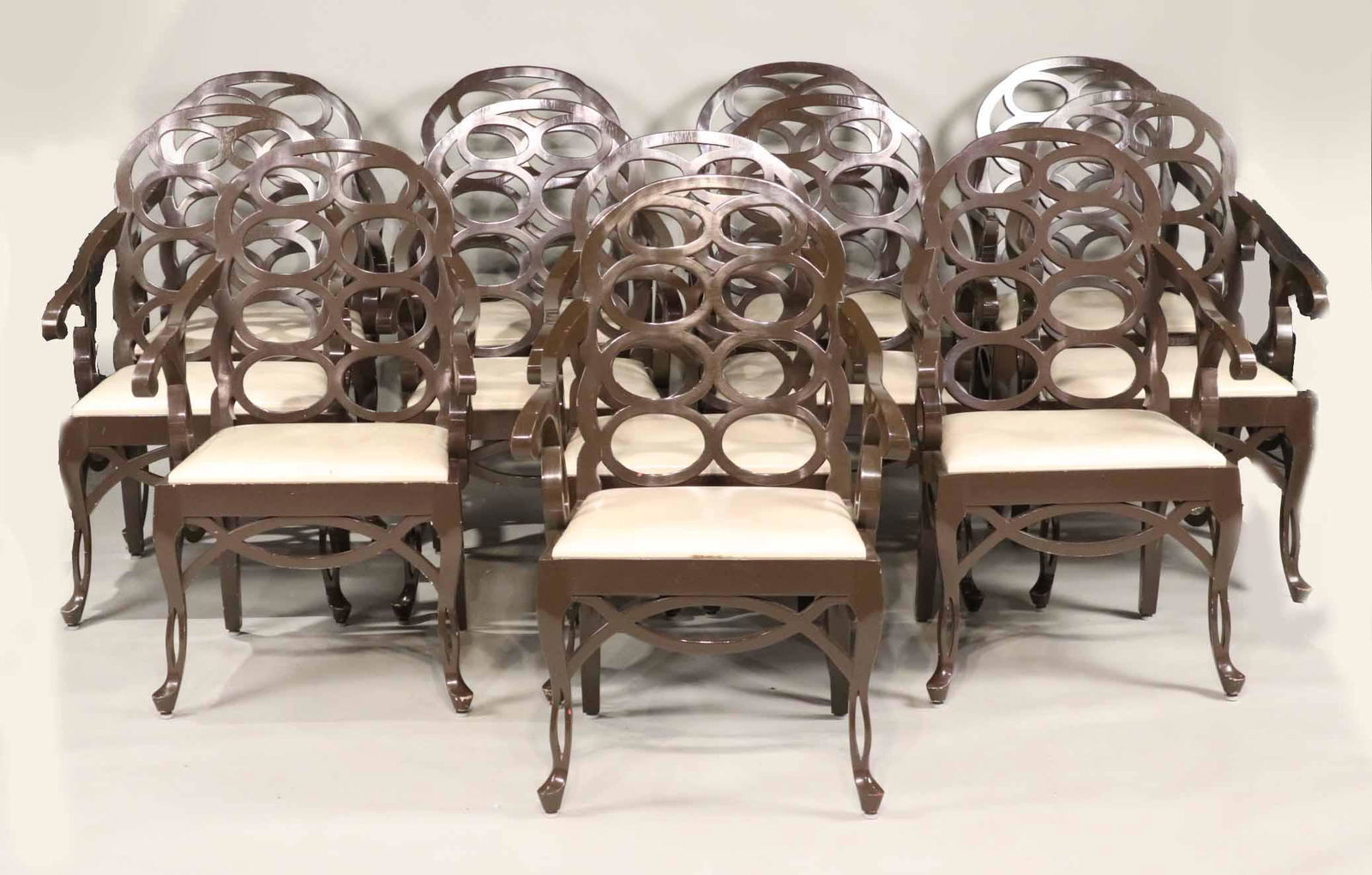 Twelve Francis Elkins Brown Lacquer Armchairs (1 of 12)