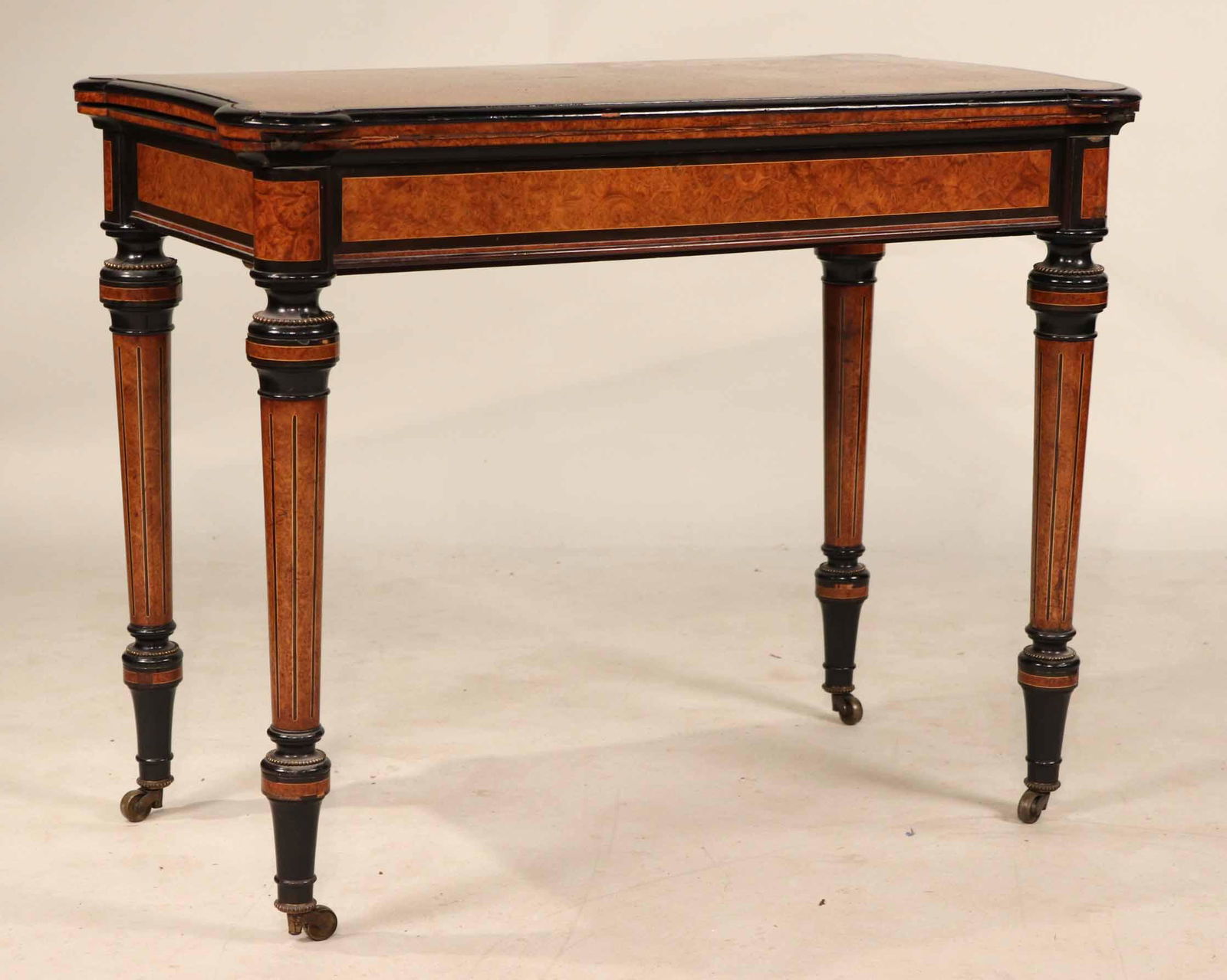 Victorian Part-Ebonized Burlwood Card Table (1 of 12)