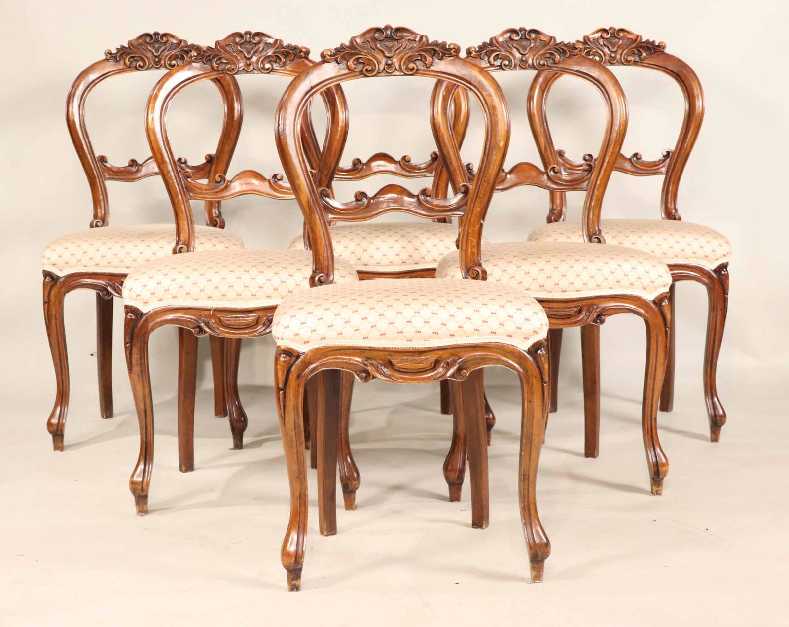 Six Victorian Balloon Back Mahogany Side Chairs (1 of 8)